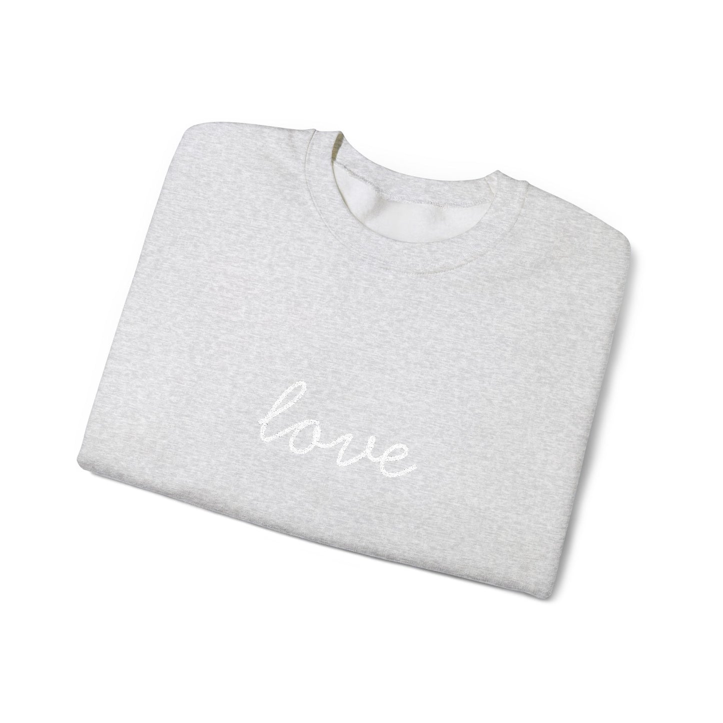 love Script Embroidered Crewneck Sweatshirt - white stitches