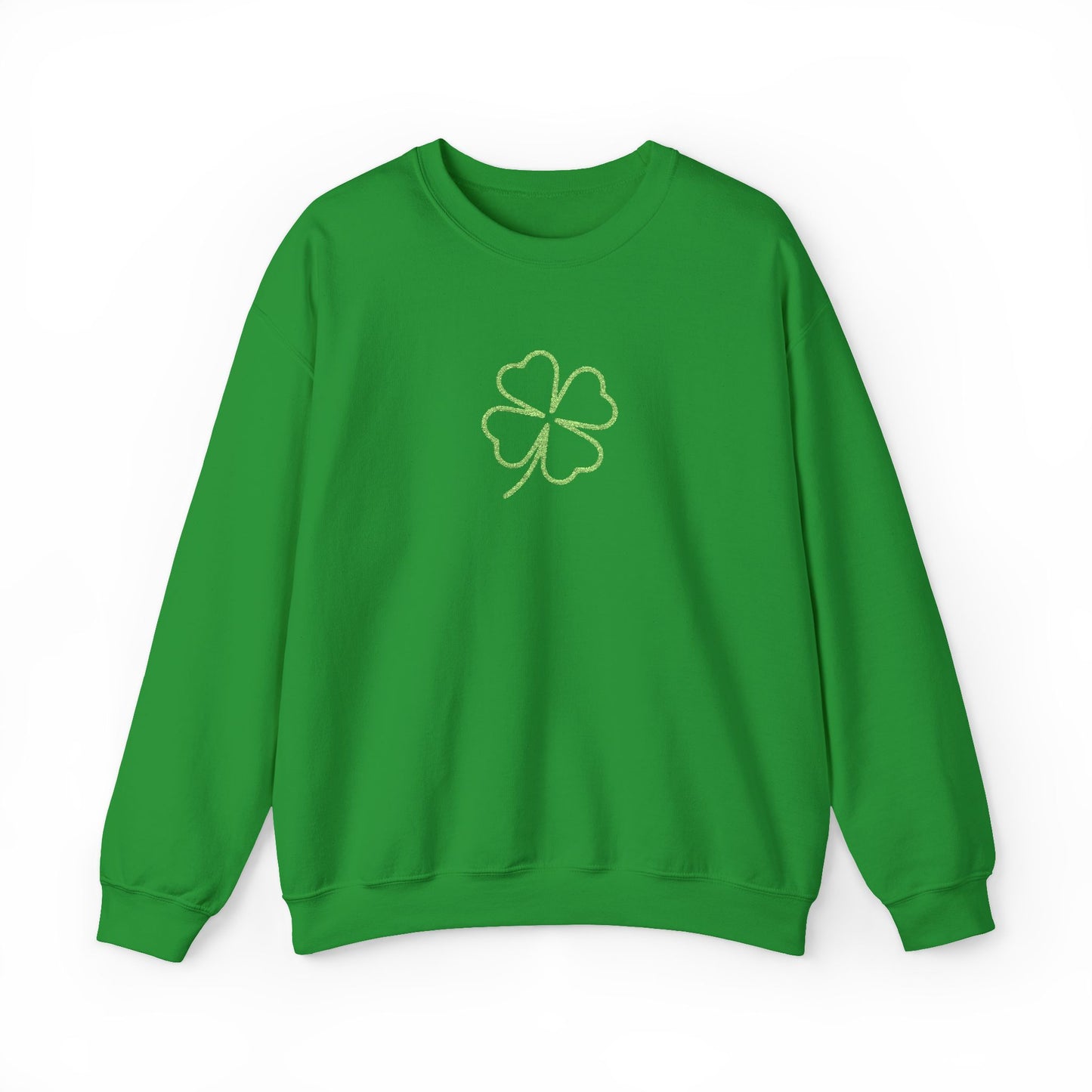 Shamrock Embroidered Crewneck Sweatshirt - Kelly Green Stitching