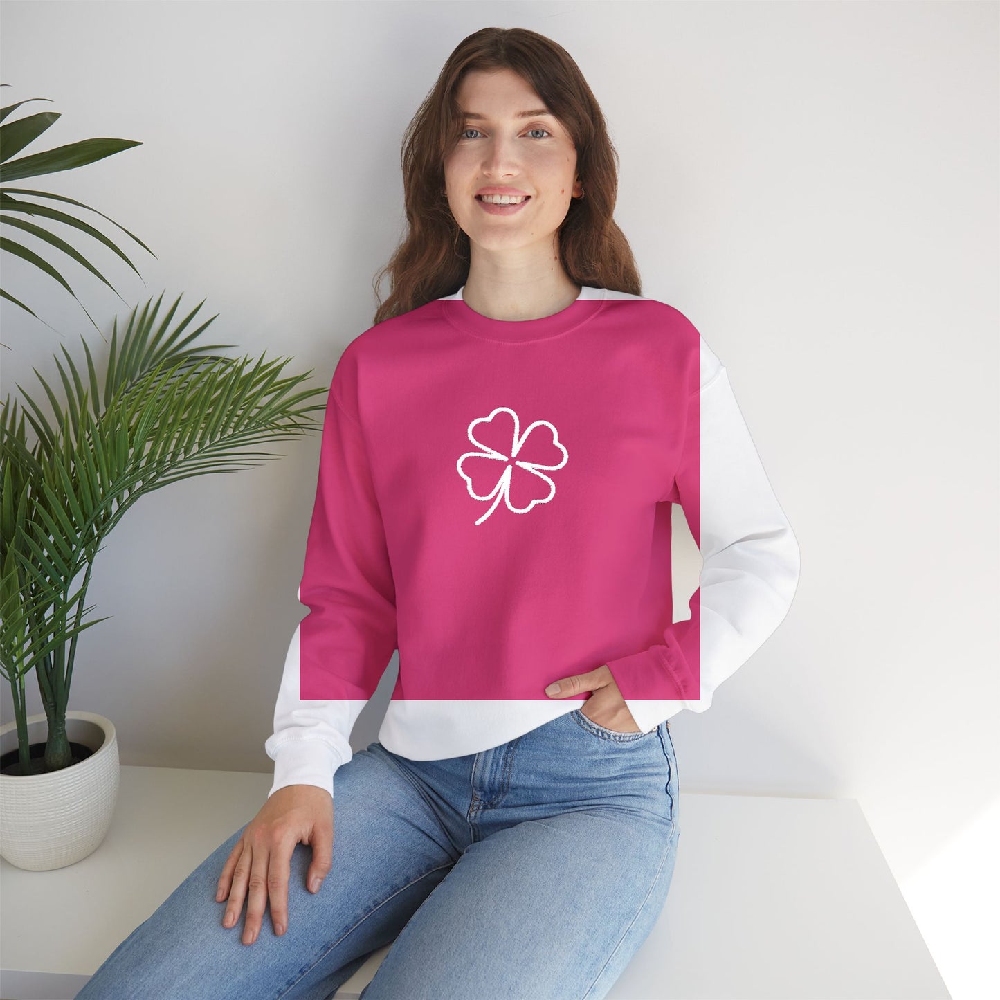 Shamrock Embroidered Crewneck Sweatshirt - White Stitching