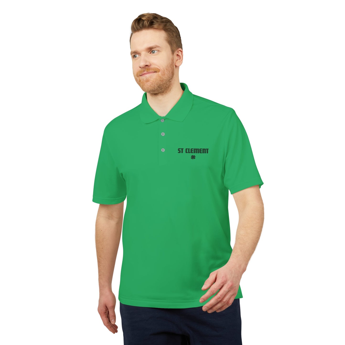 St. Clement Performance Polo — Lightweight Athletic Golf Shirt BLACK stitching