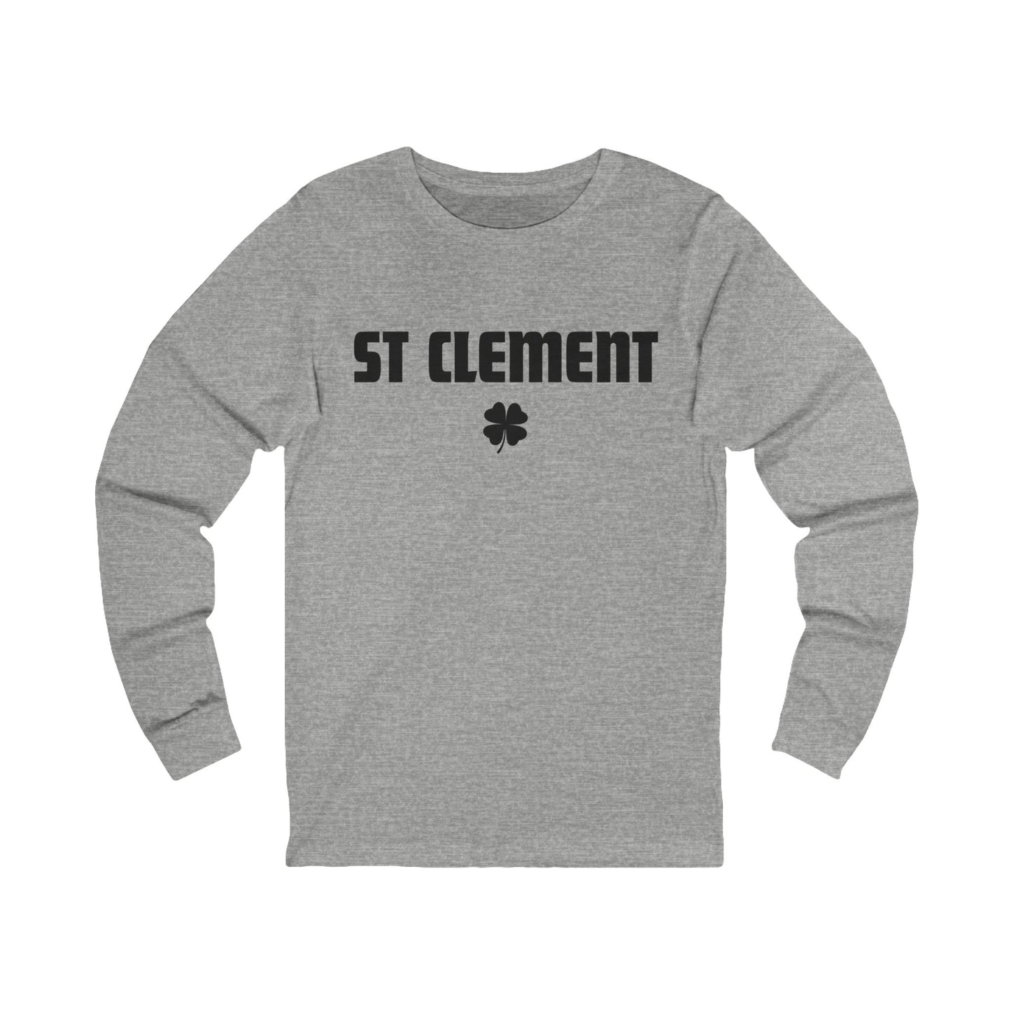 St Clement BLACK print with shamrock Long Sleeve Tee
