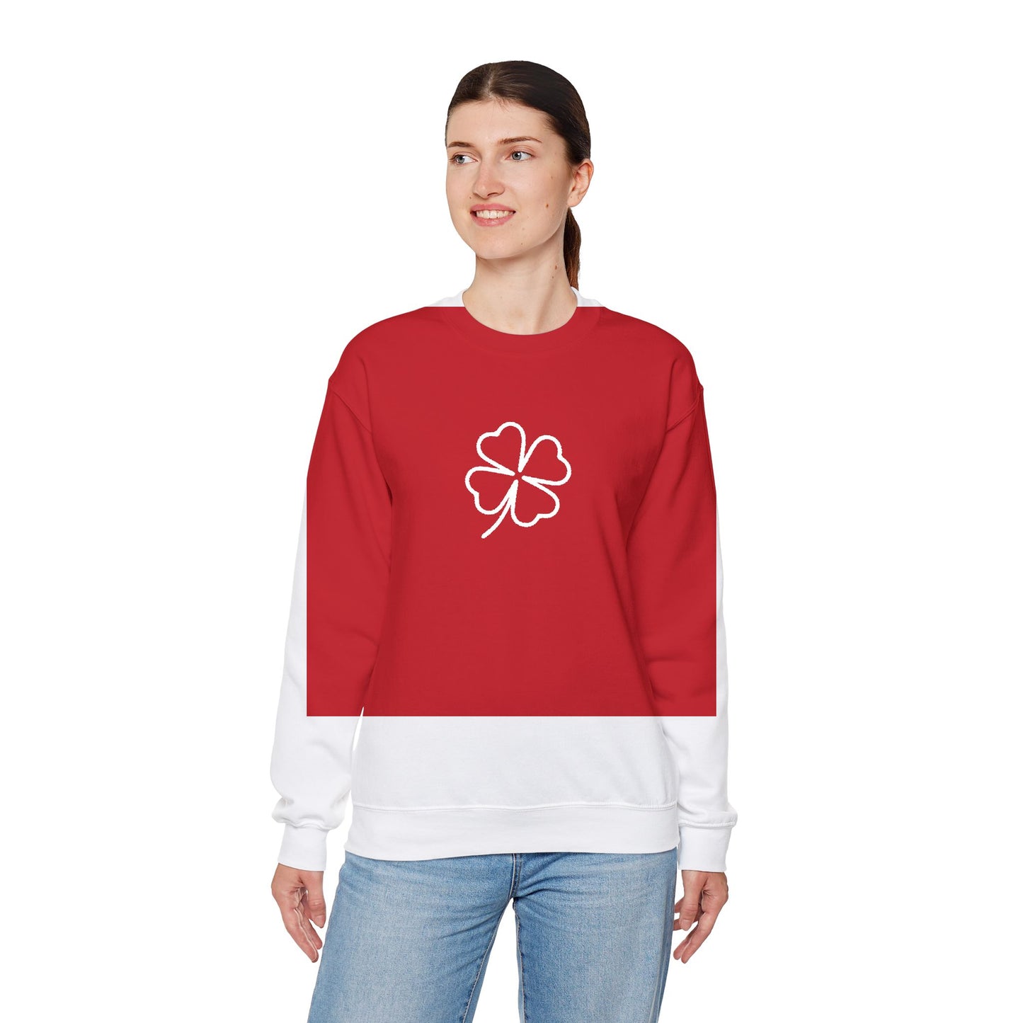 Shamrock Embroidered Crewneck Sweatshirt - White Stitching