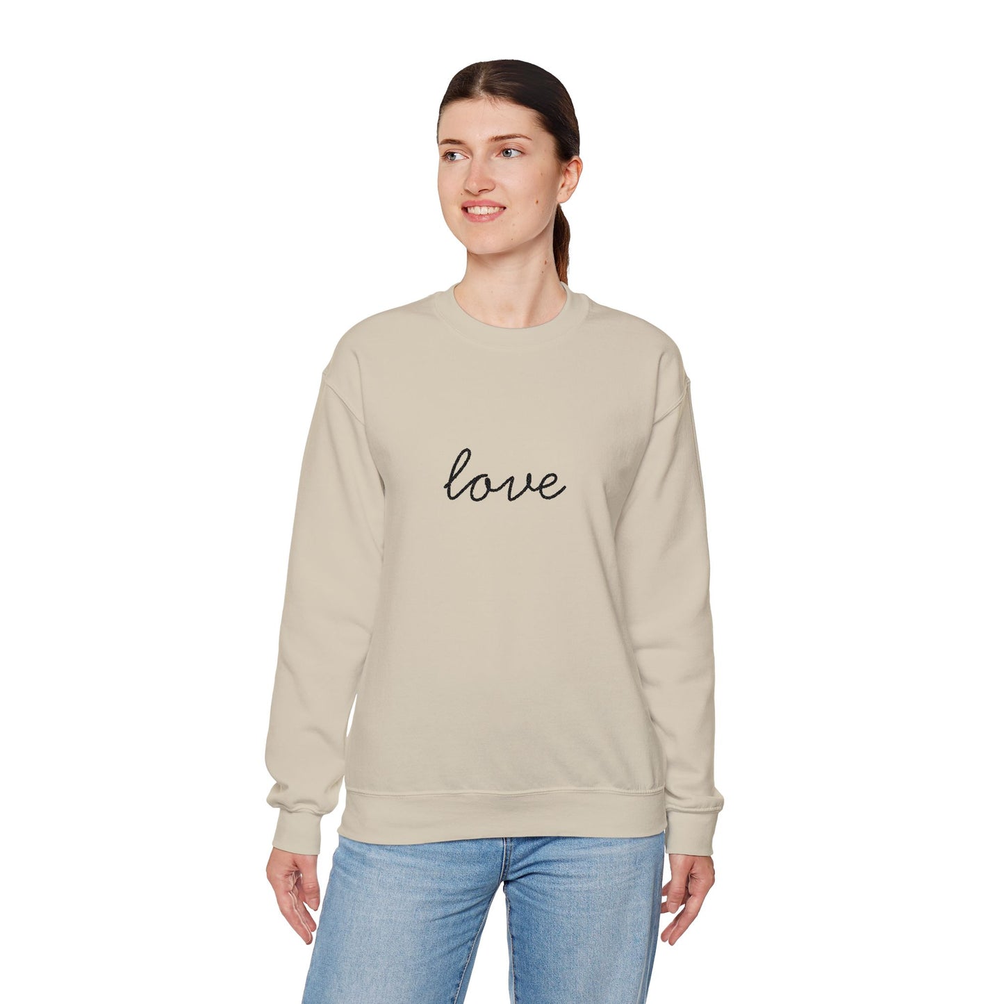 love Script Crewneck Sweatshirt - black stitching