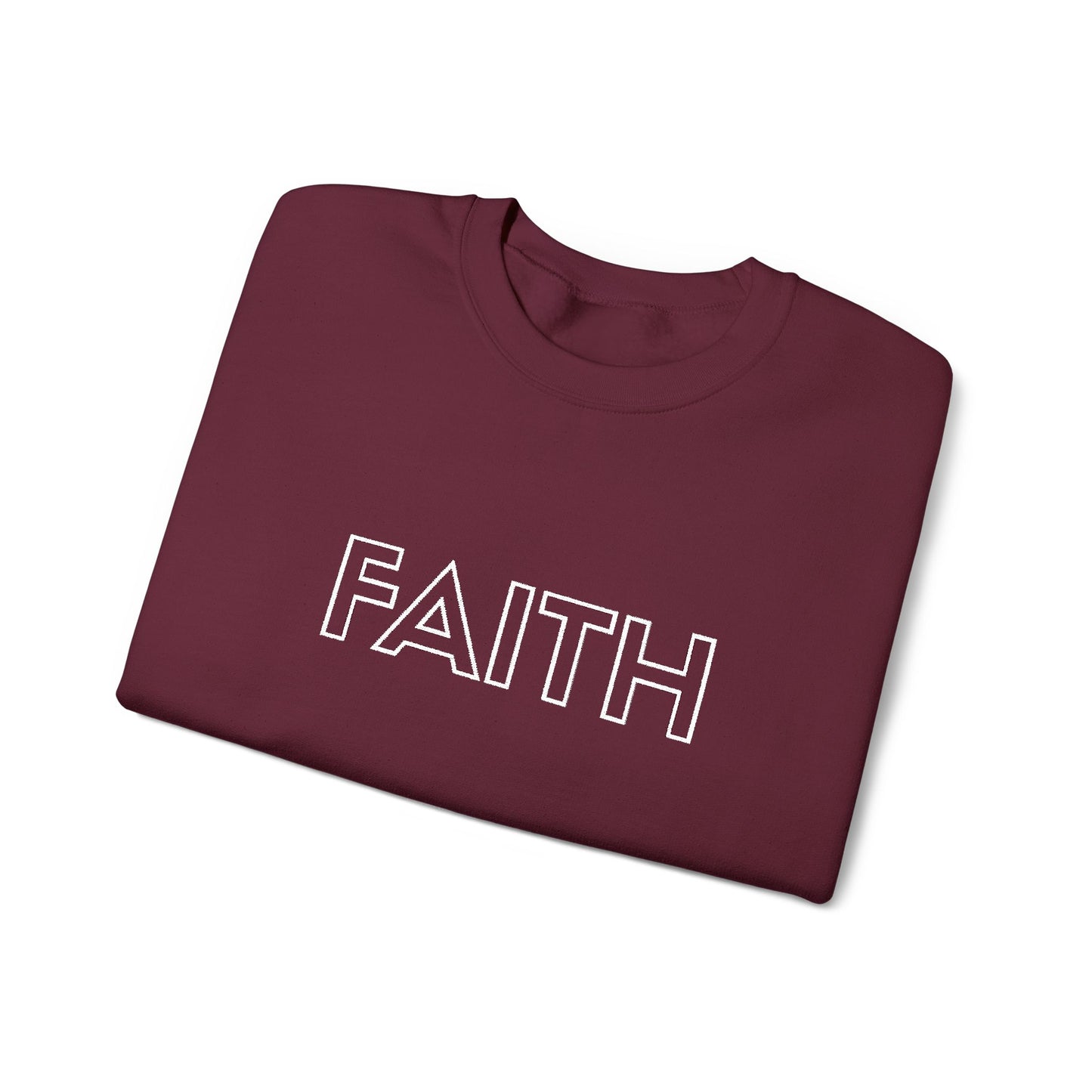FAITH Embroidered Crewneck Sweatshirt - White stitching