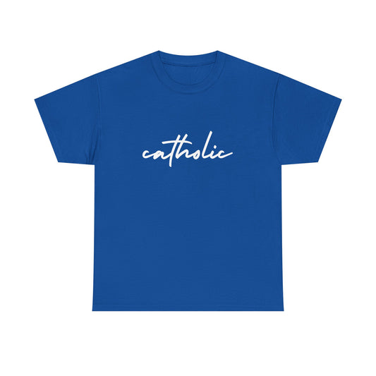 Catholic Script T-Shirt —white Printing