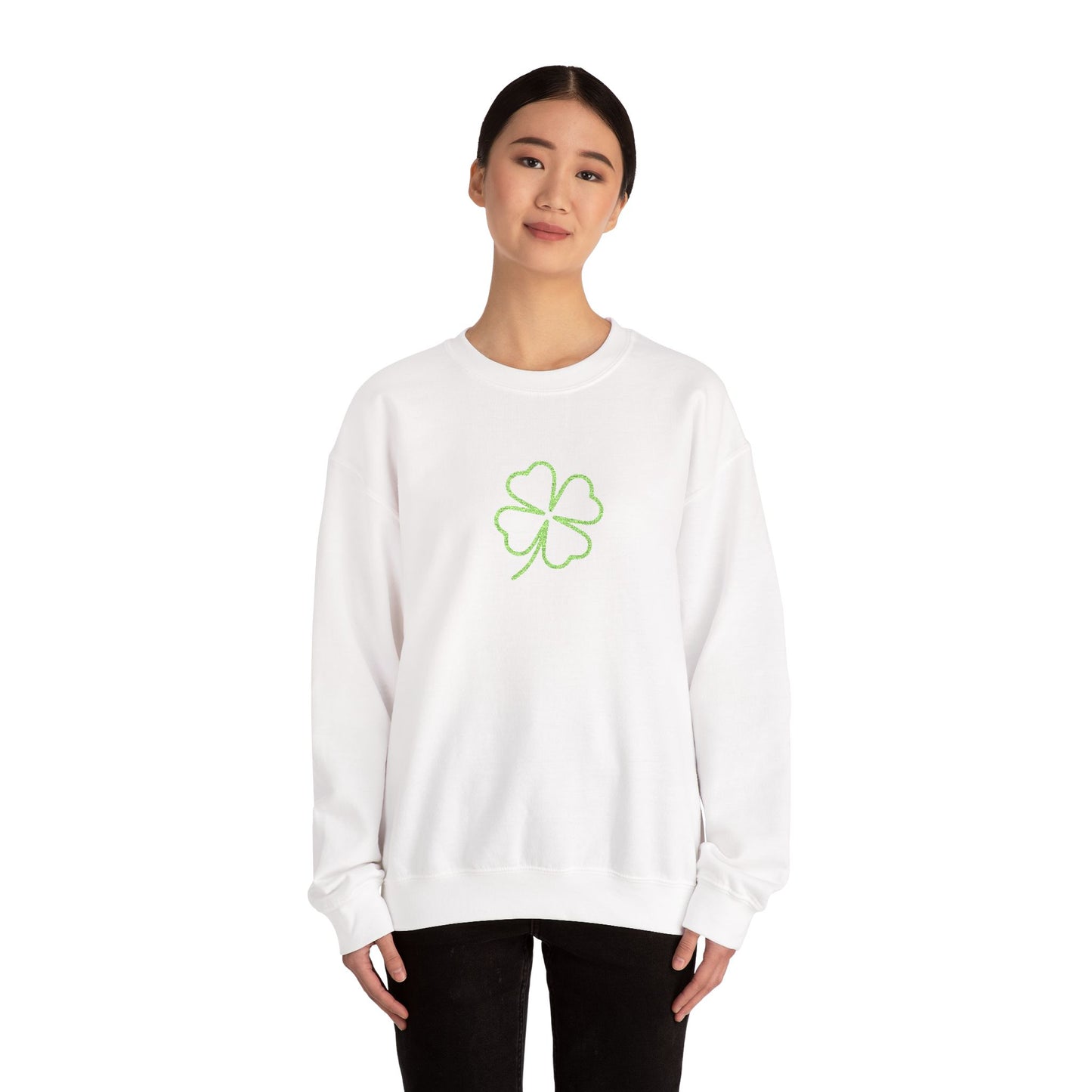 Shamrock Embroidered Crewneck Sweatshirt - Kelly Green Stitching