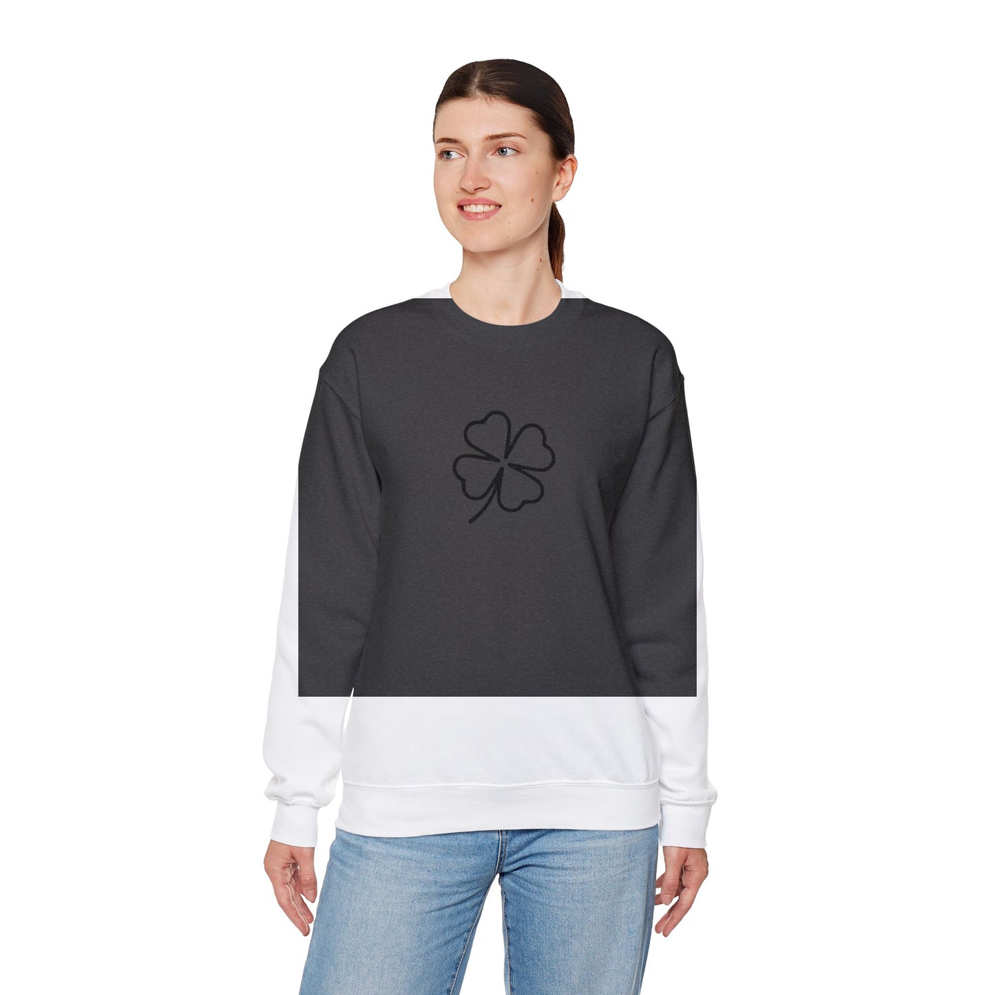 Shamrock Embroidered Crewneck Sweatshirt - Black Stitching