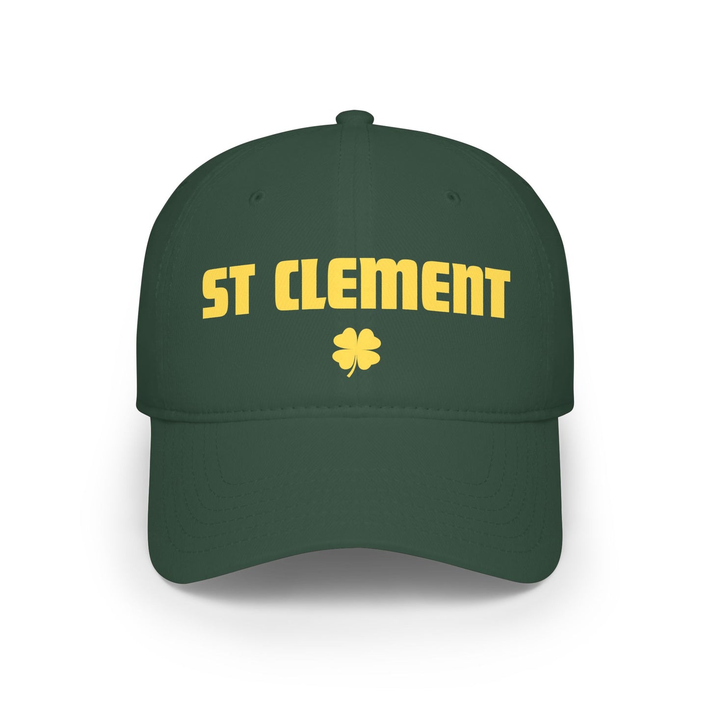 St. Clement Low Profile Baseball Cap — Retro Gold Text with Shamrock