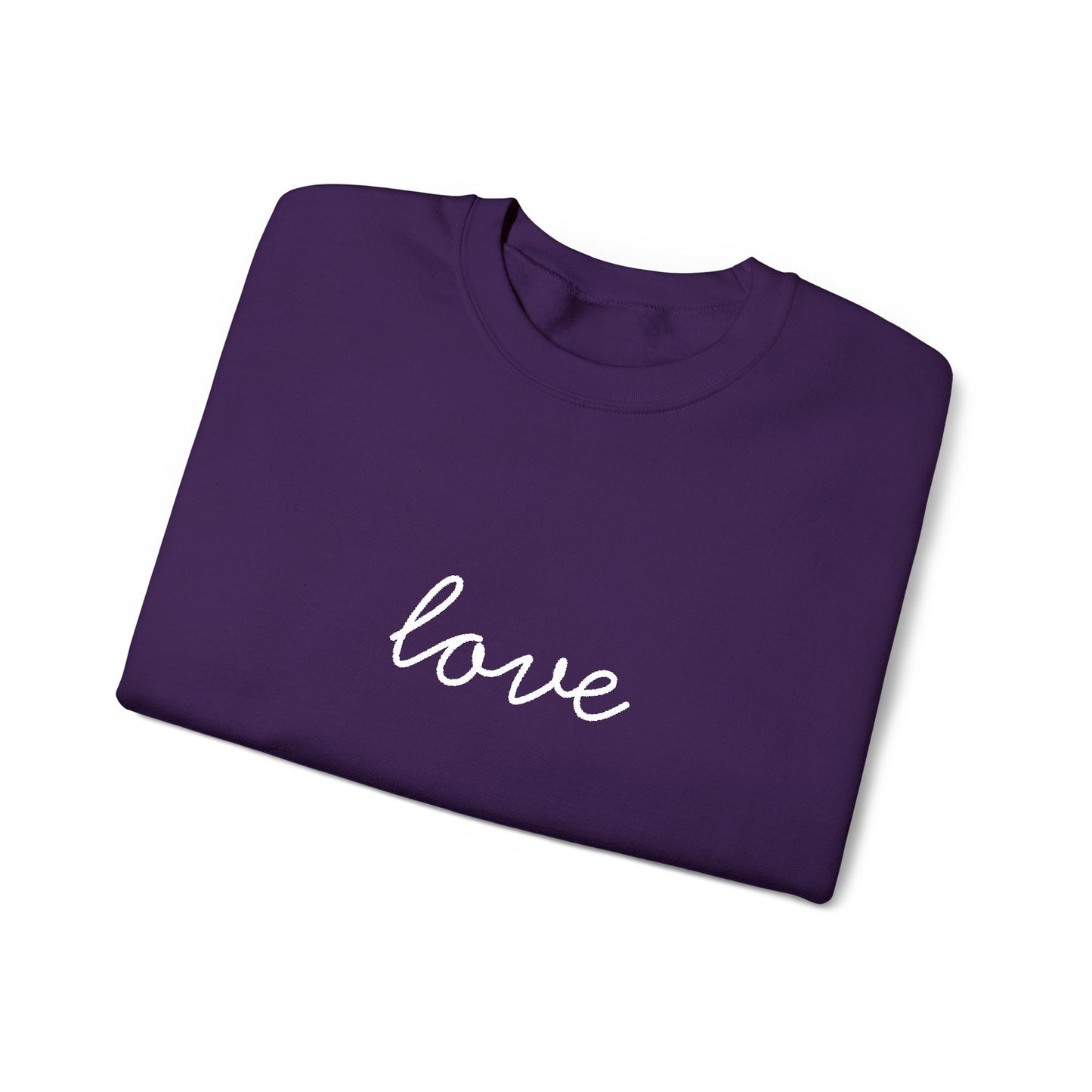 love Script Embroidered Crewneck Sweatshirt - white stitches