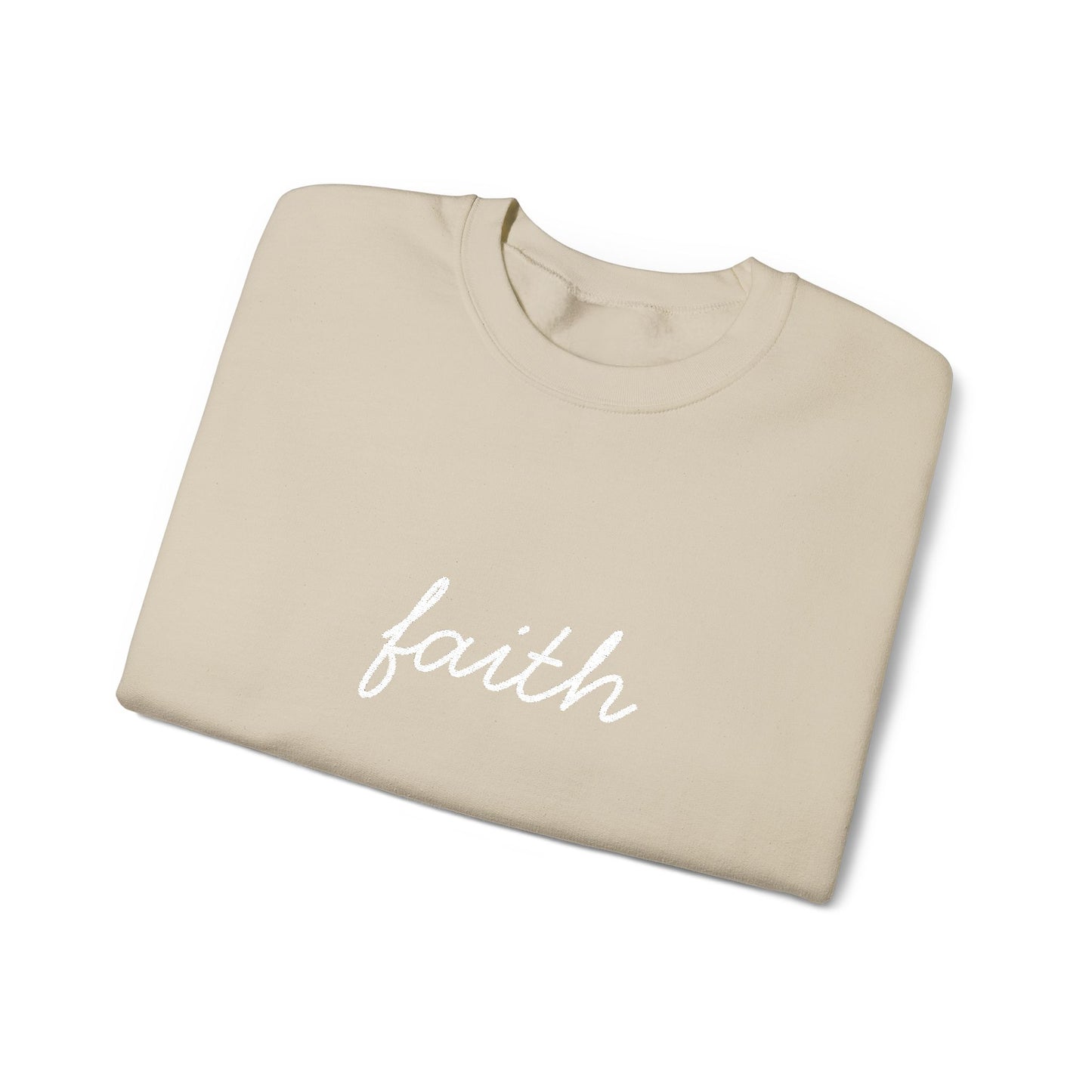 faith Script Embroidered Crewneck Sweatshirt - white stitches