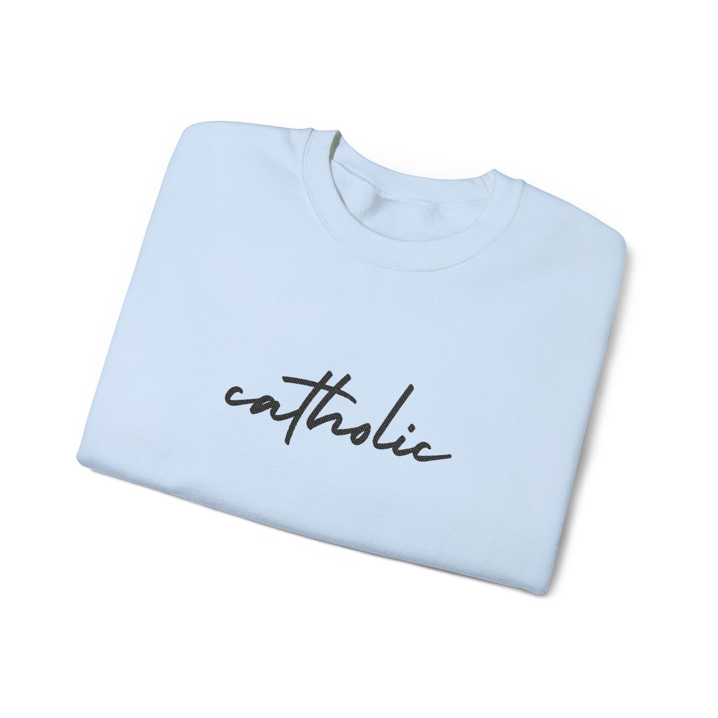catholic Script Embroidered Crewneck Sweatshirt - black stitches