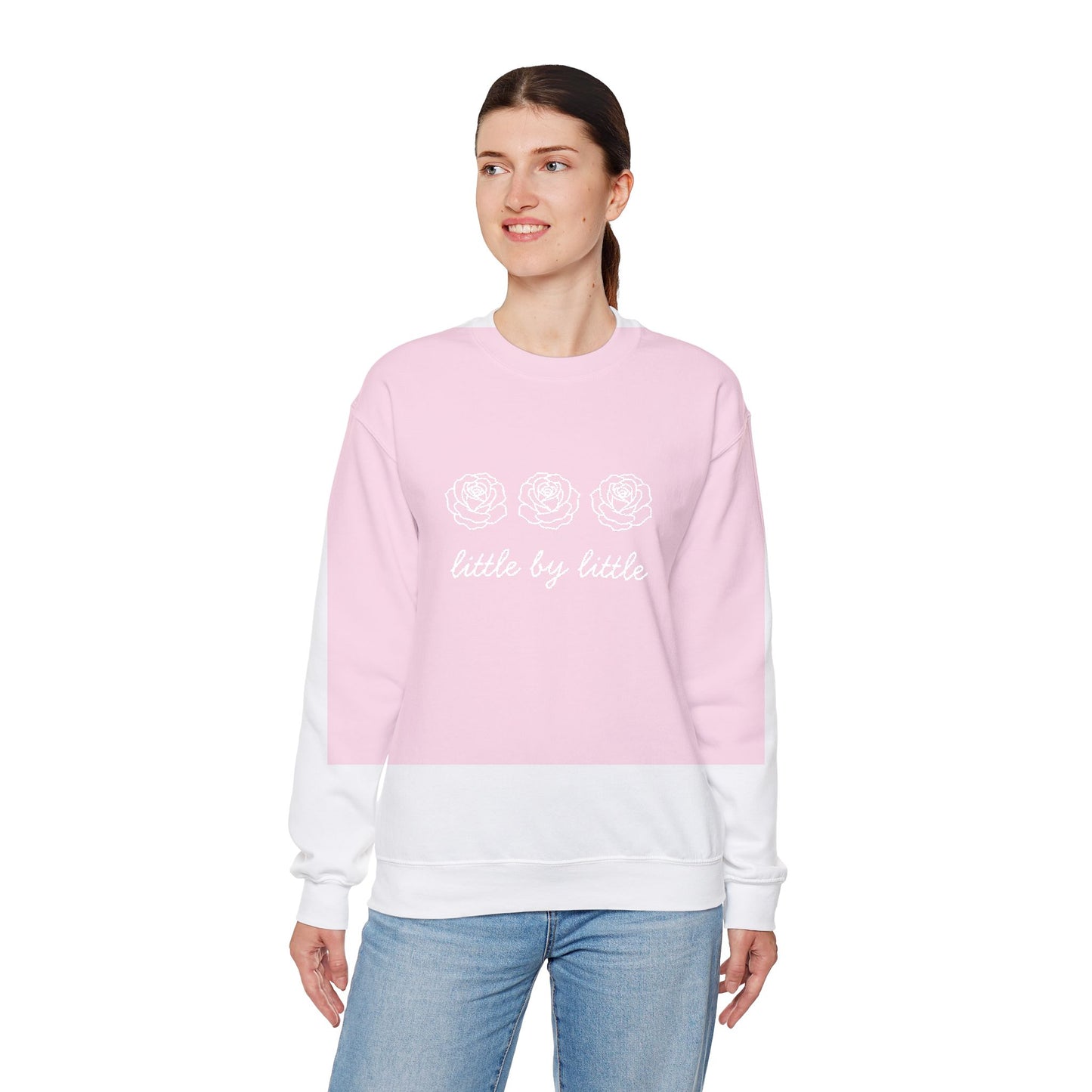 Little by little Embroidered Crewneck Sweatshirt - white stitches