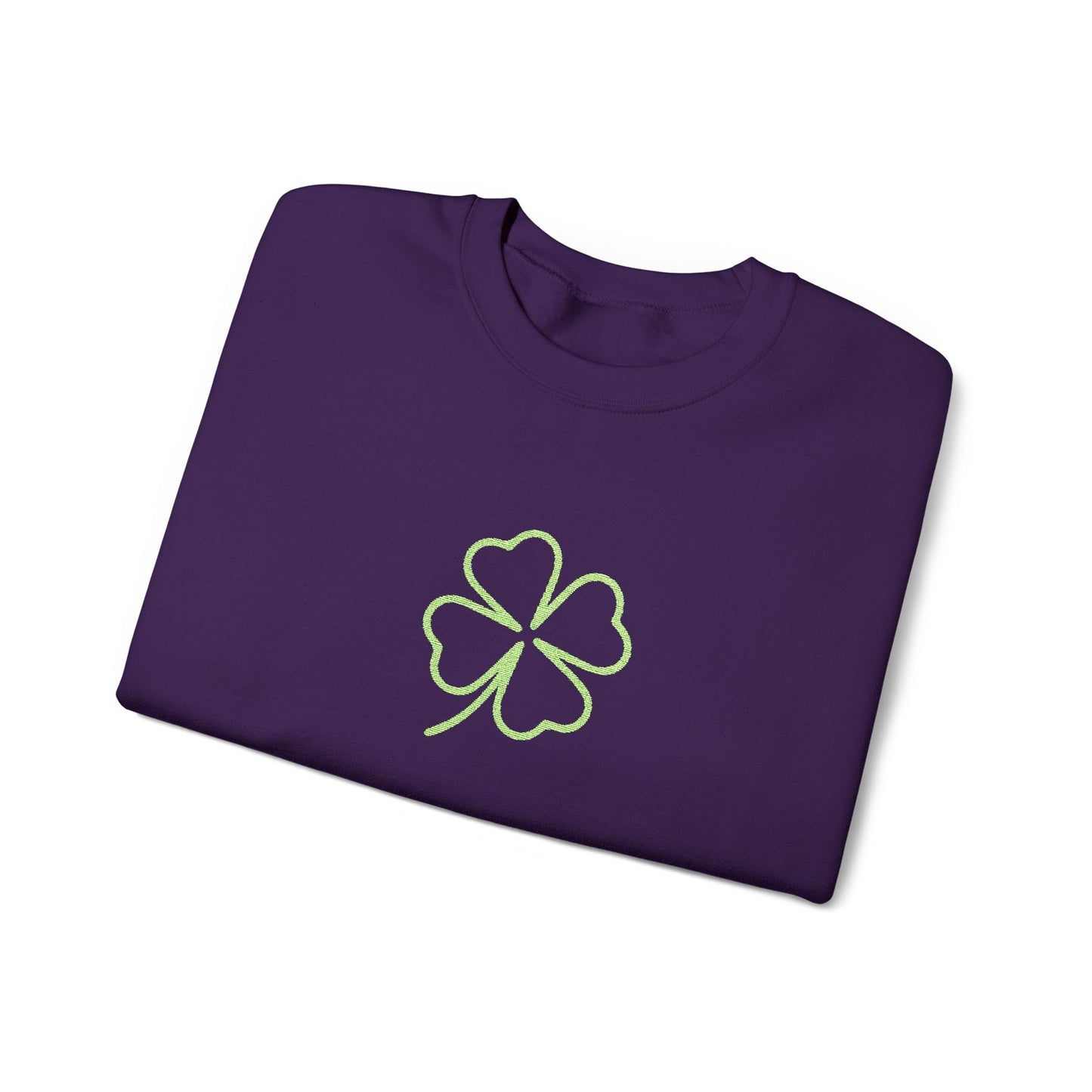 Shamrock Embroidered Crewneck Sweatshirt - Kelly Green Stitching