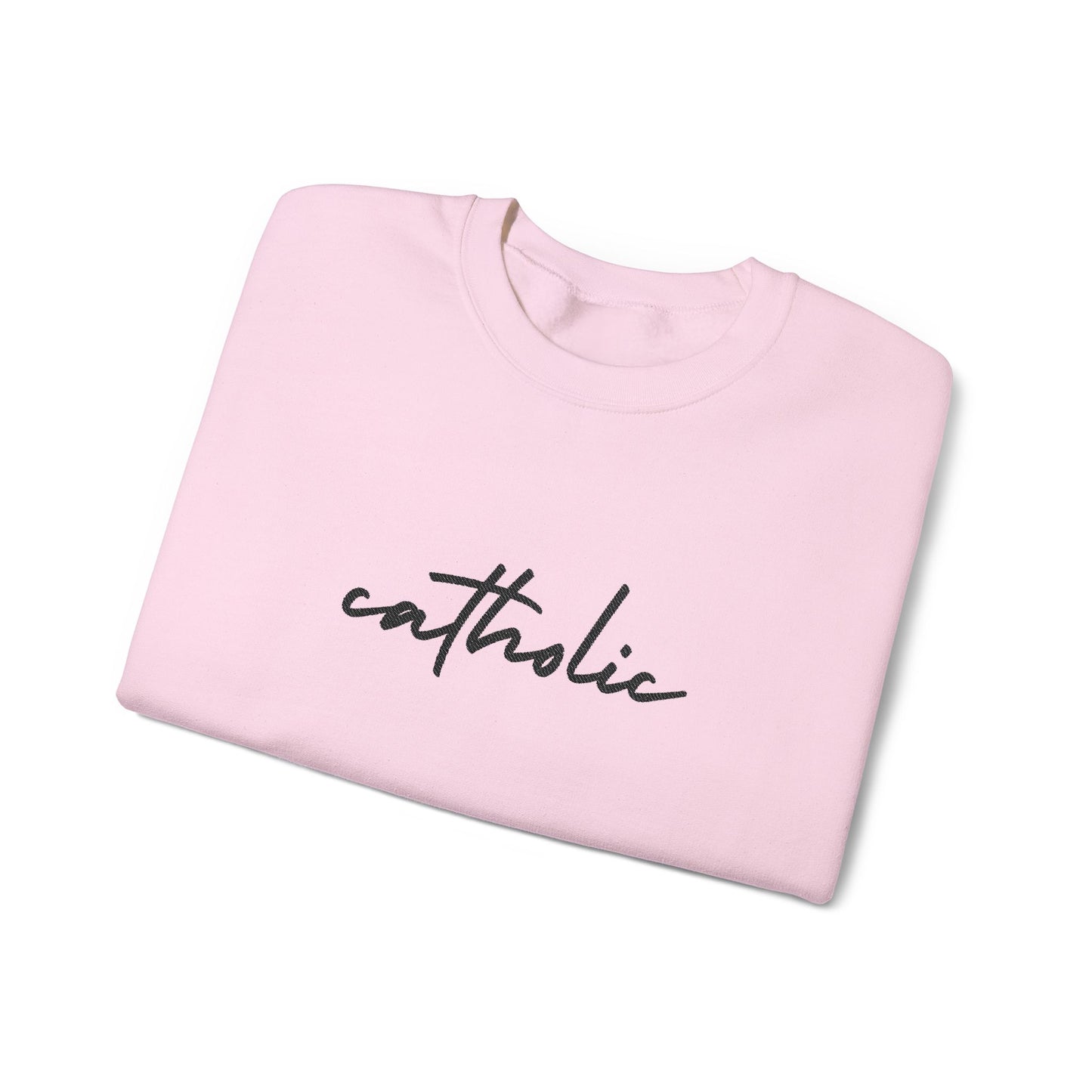 catholic Script Embroidered Crewneck Sweatshirt - black stitches