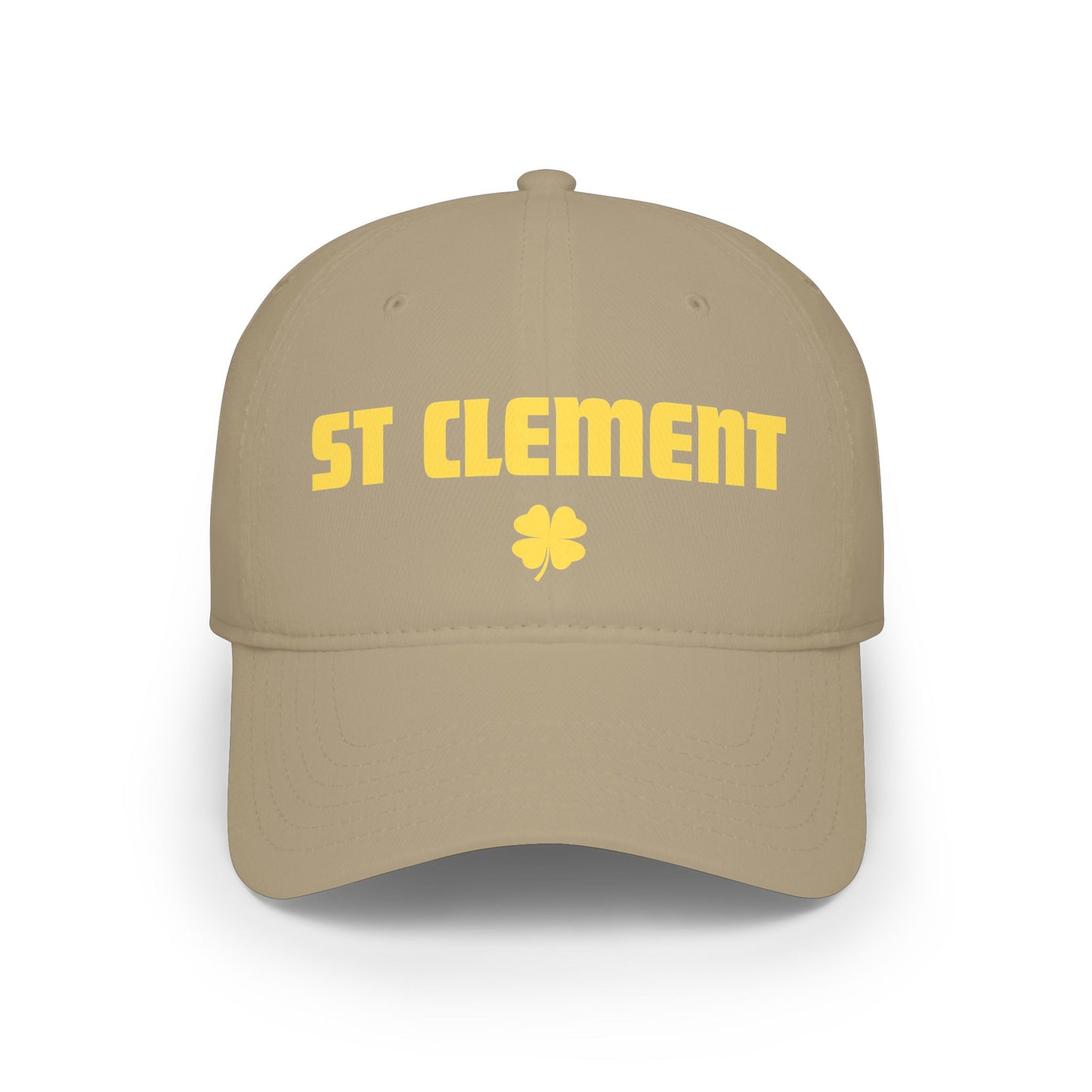 St. Clement Low Profile Baseball Cap — Retro Gold Text with Shamrock