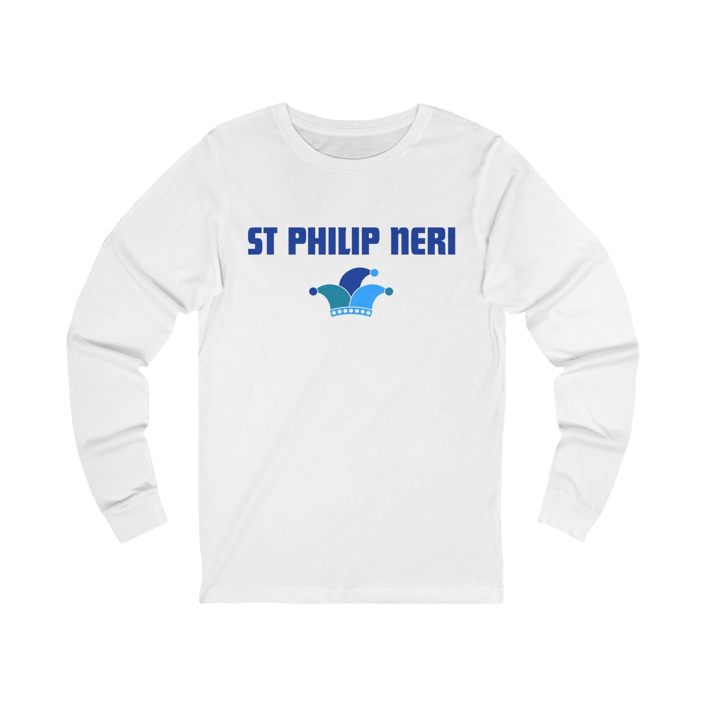 St Philip Neri BLUE print with jester hat Long Sleeve Tee
