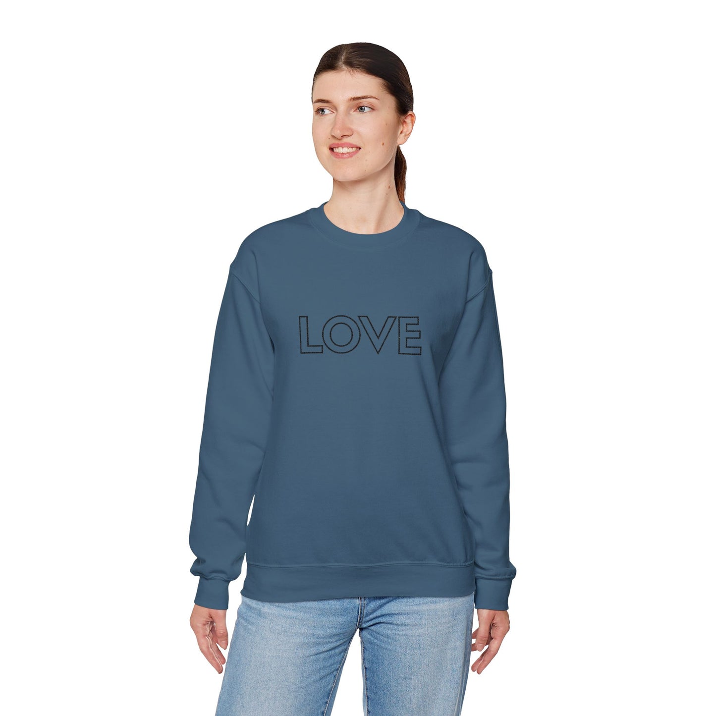LOVE Embroidered Crewneck Sweatshirt - Black Stitching