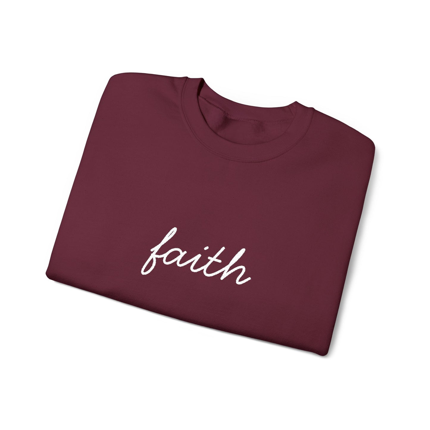 faith Script Embroidered Crewneck Sweatshirt - white stitches