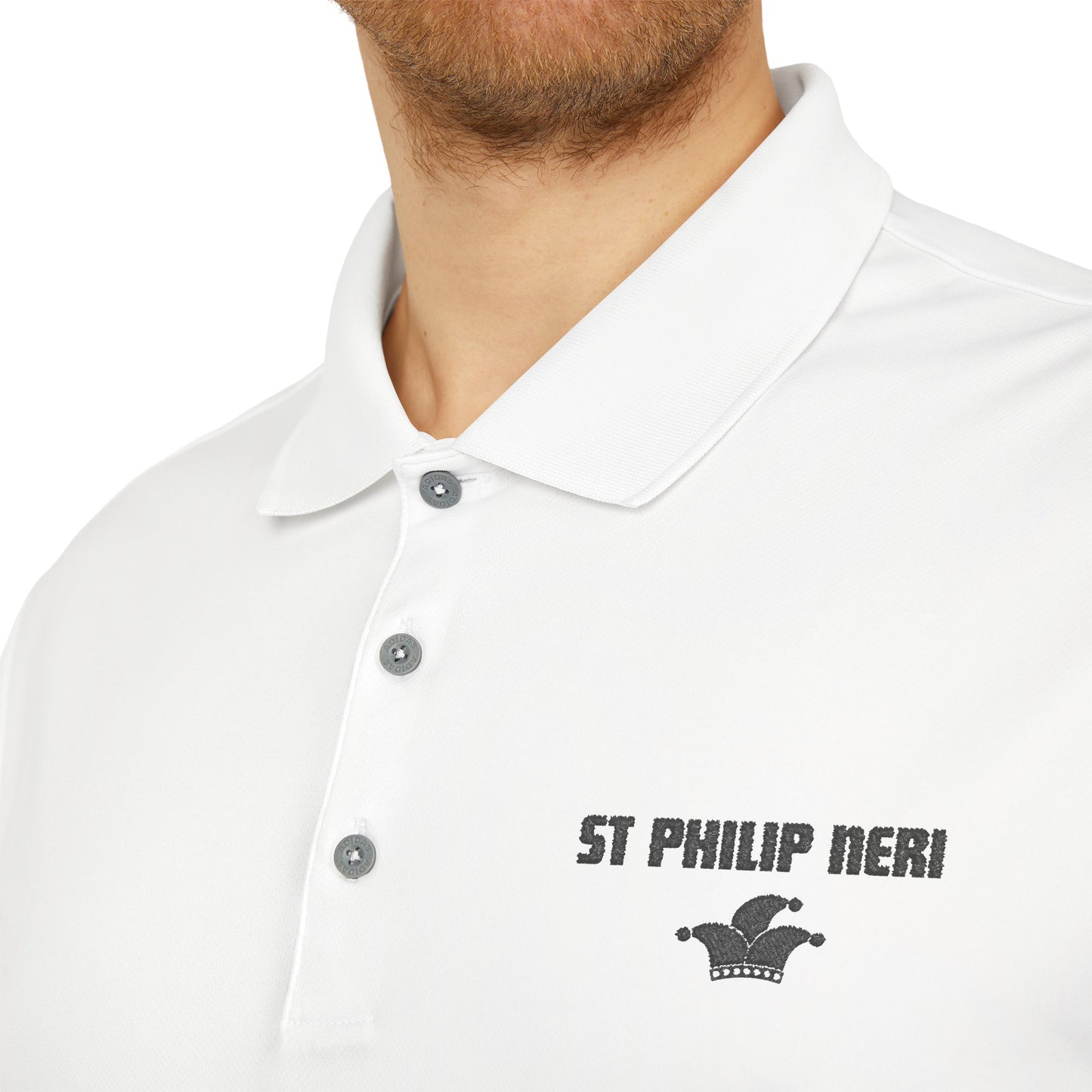 St. Philip Neri Performance Polo — Lightweight Athletic Golf Shirt BLACK stitching
