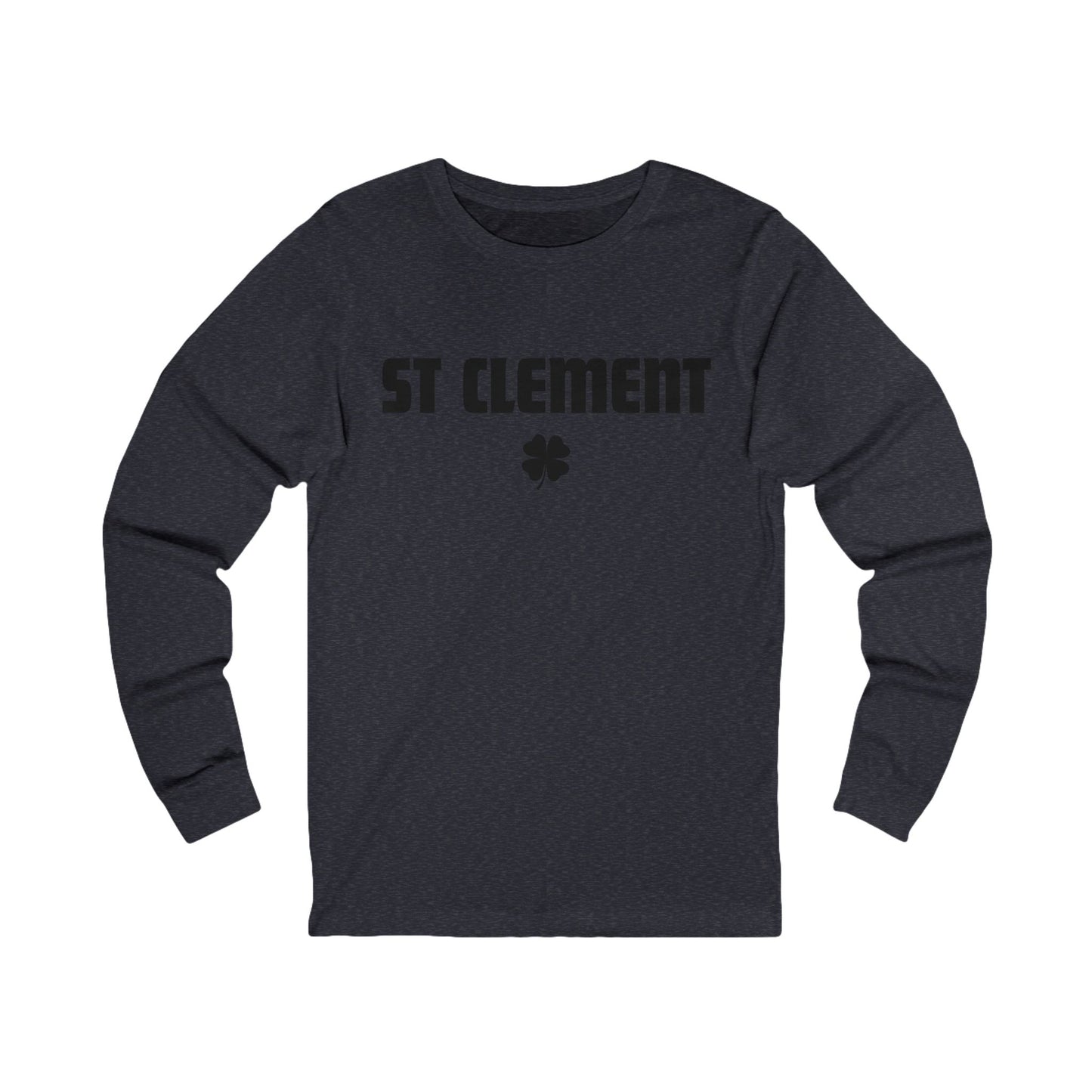St Clement BLACK print with shamrock Long Sleeve Tee