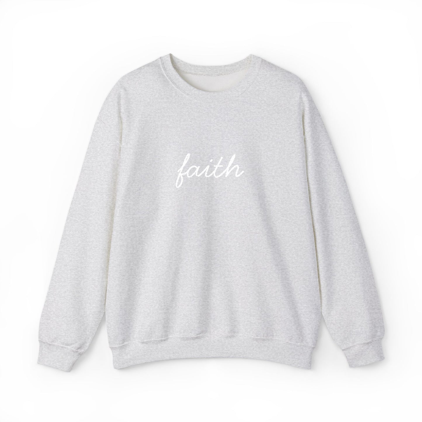 faith Script Embroidered Crewneck Sweatshirt - white stitches
