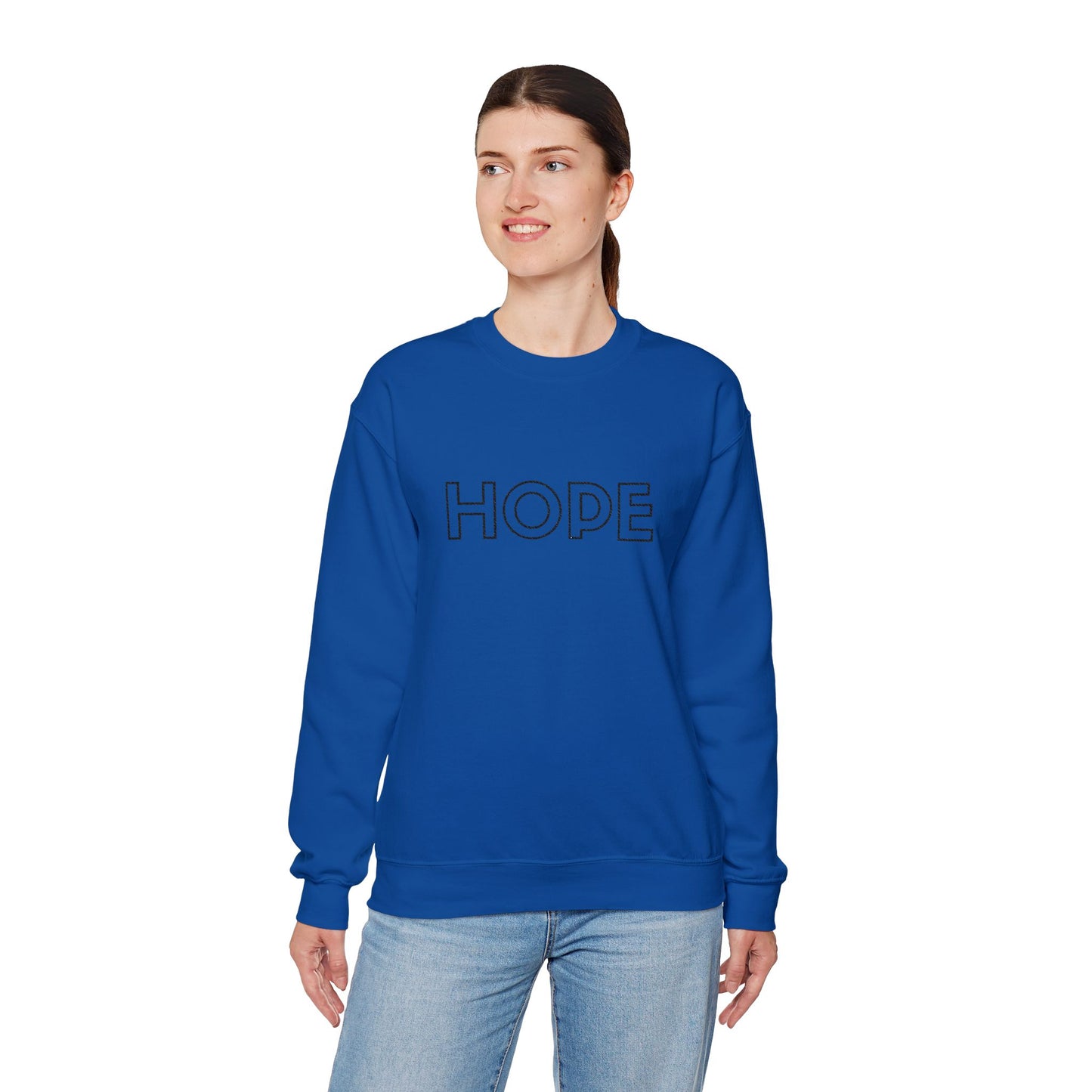 HOPE Embroidered Crewneck Sweatshirt - Black Stitching