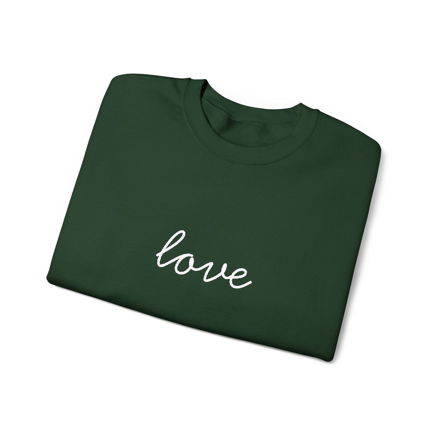 love Script Embroidered Crewneck Sweatshirt - white stitches