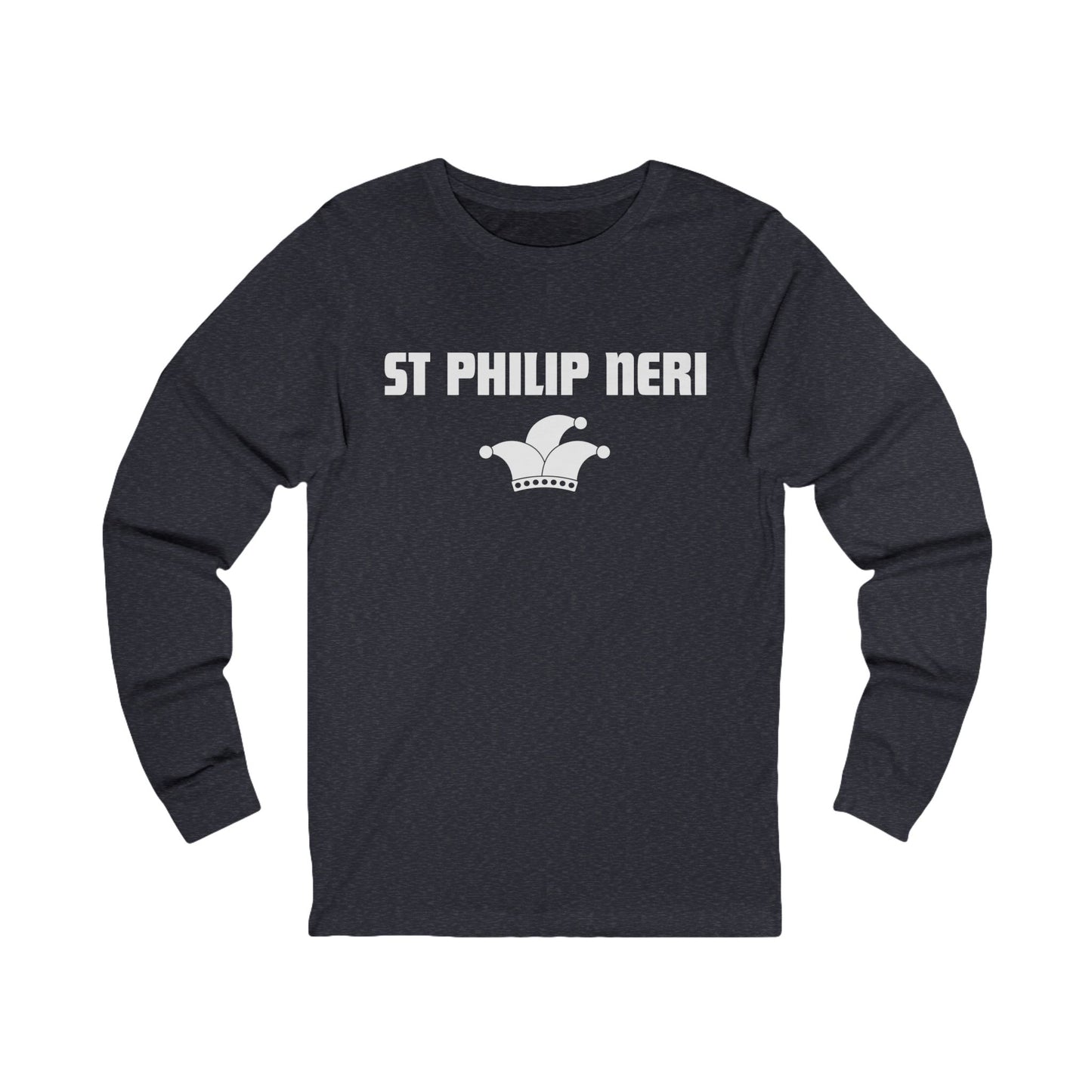 St Philip Neri WHITE print with jester hat Long Sleeve Tee