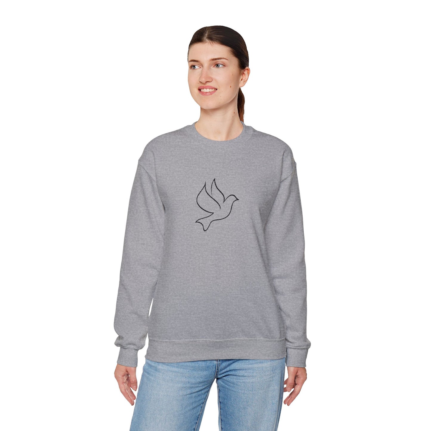Dove Embroidered Crewneck Sweatshirt - Black Stitching