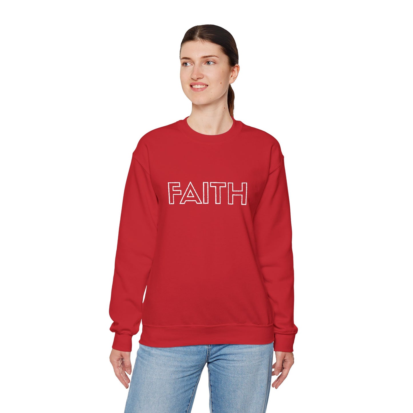 FAITH Embroidered Crewneck Sweatshirt - White stitching