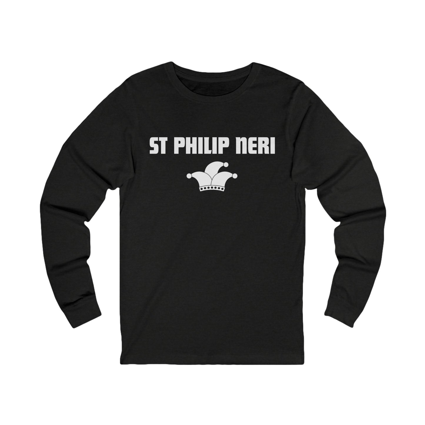 St Philip Neri WHITE print with jester hat Long Sleeve Tee