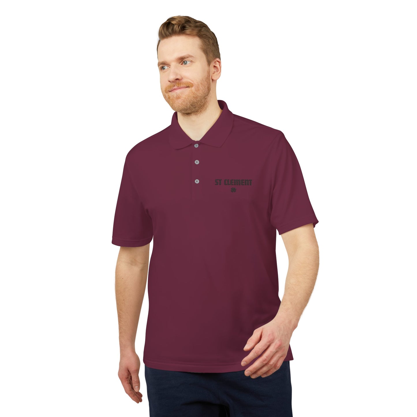 St. Clement Performance Polo — Lightweight Athletic Golf Shirt BLACK stitching