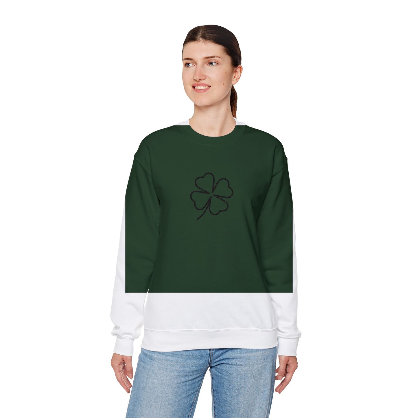 Shamrock Embroidered Crewneck Sweatshirt - Black Stitching