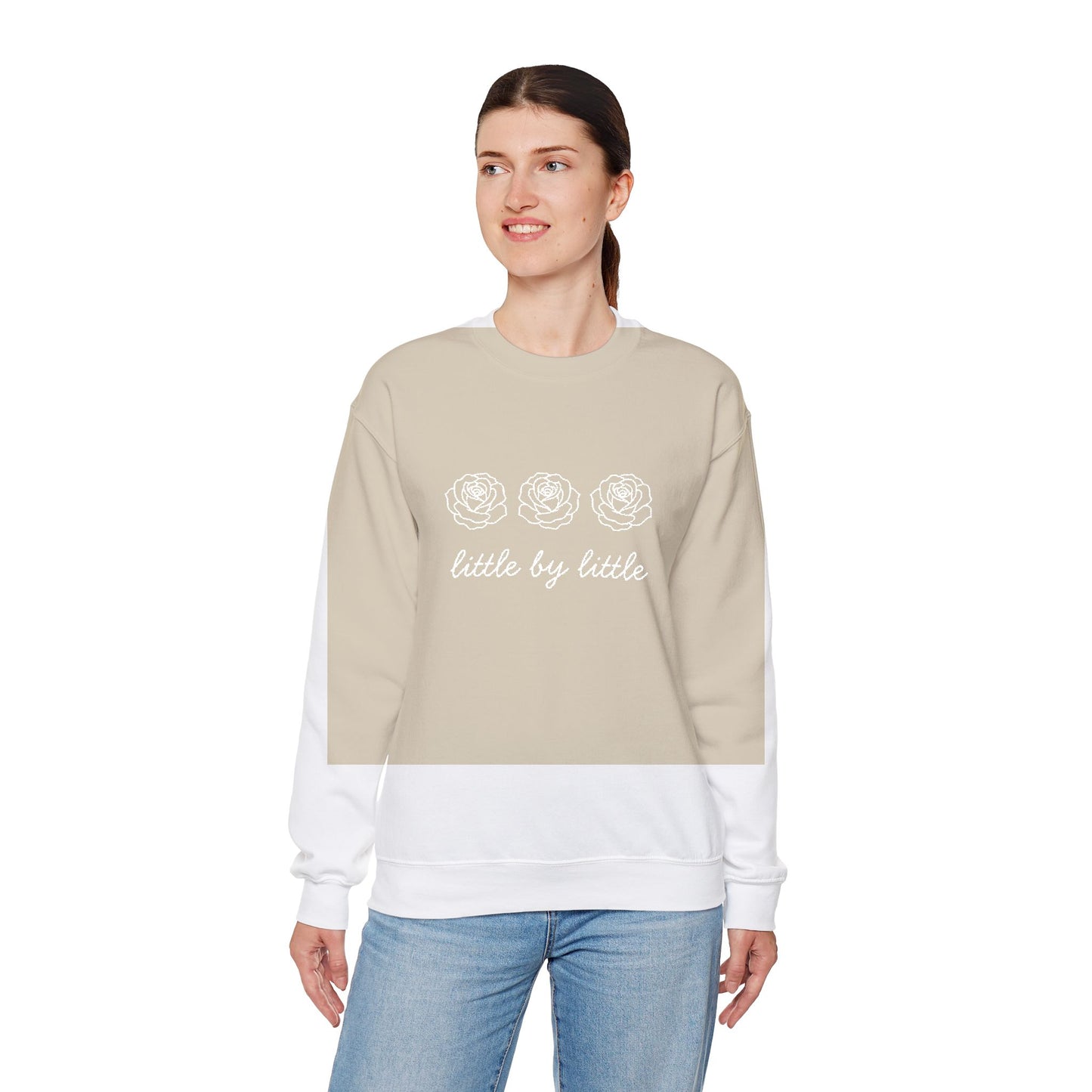 Little by little Embroidered Crewneck Sweatshirt - white stitches