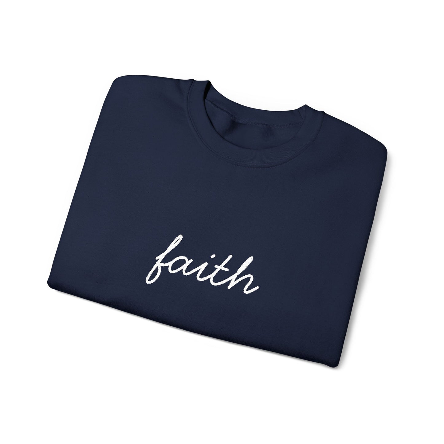 faith Script Embroidered Crewneck Sweatshirt - white stitches