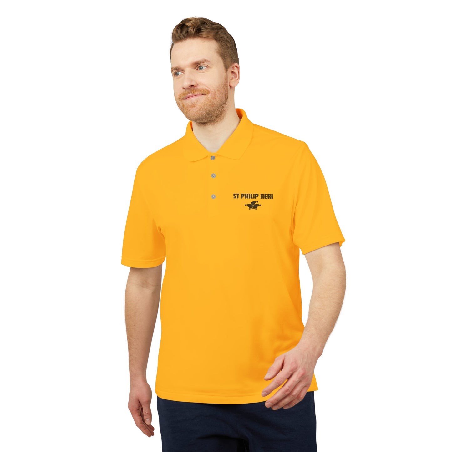 St. Philip Neri Performance Polo — Lightweight Athletic Golf Shirt BLACK stitching
