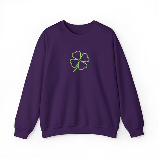 Shamrock Embroidered Crewneck Sweatshirt - Kelly Green Stitching