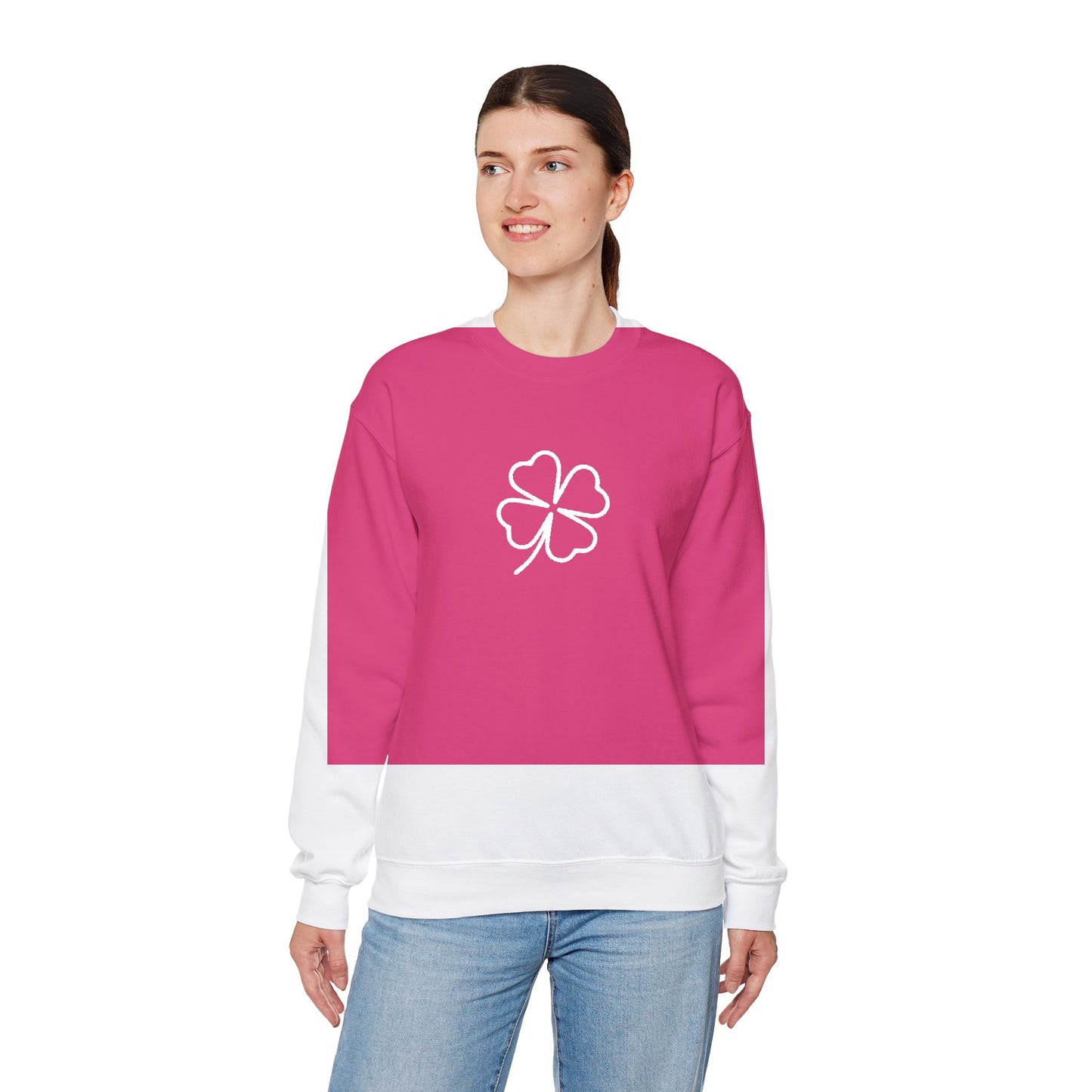 Shamrock Embroidered Crewneck Sweatshirt - White Stitching