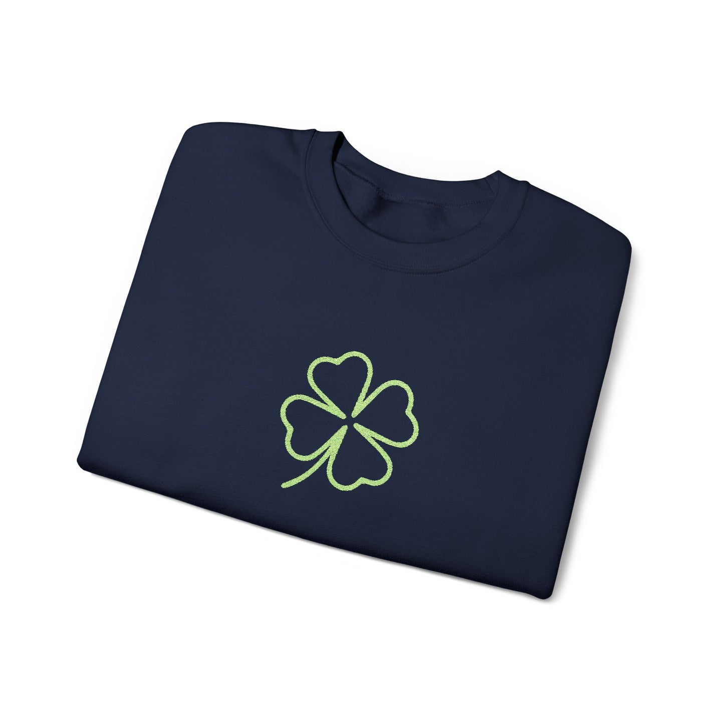 Shamrock Embroidered Crewneck Sweatshirt - Kelly Green Stitching
