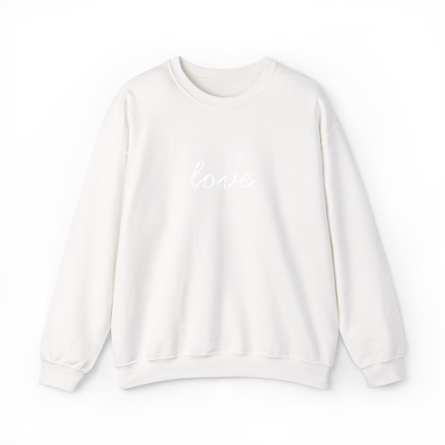 love Script Embroidered Crewneck Sweatshirt - white stitches