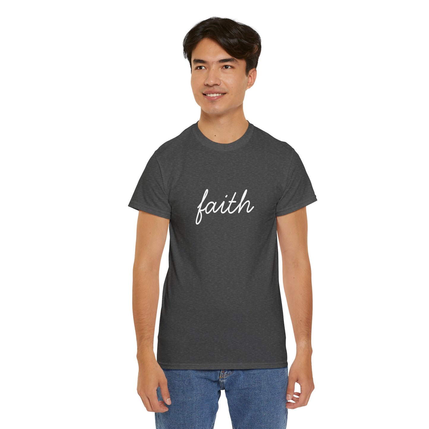 Faith Script T-Shirt —White Printing