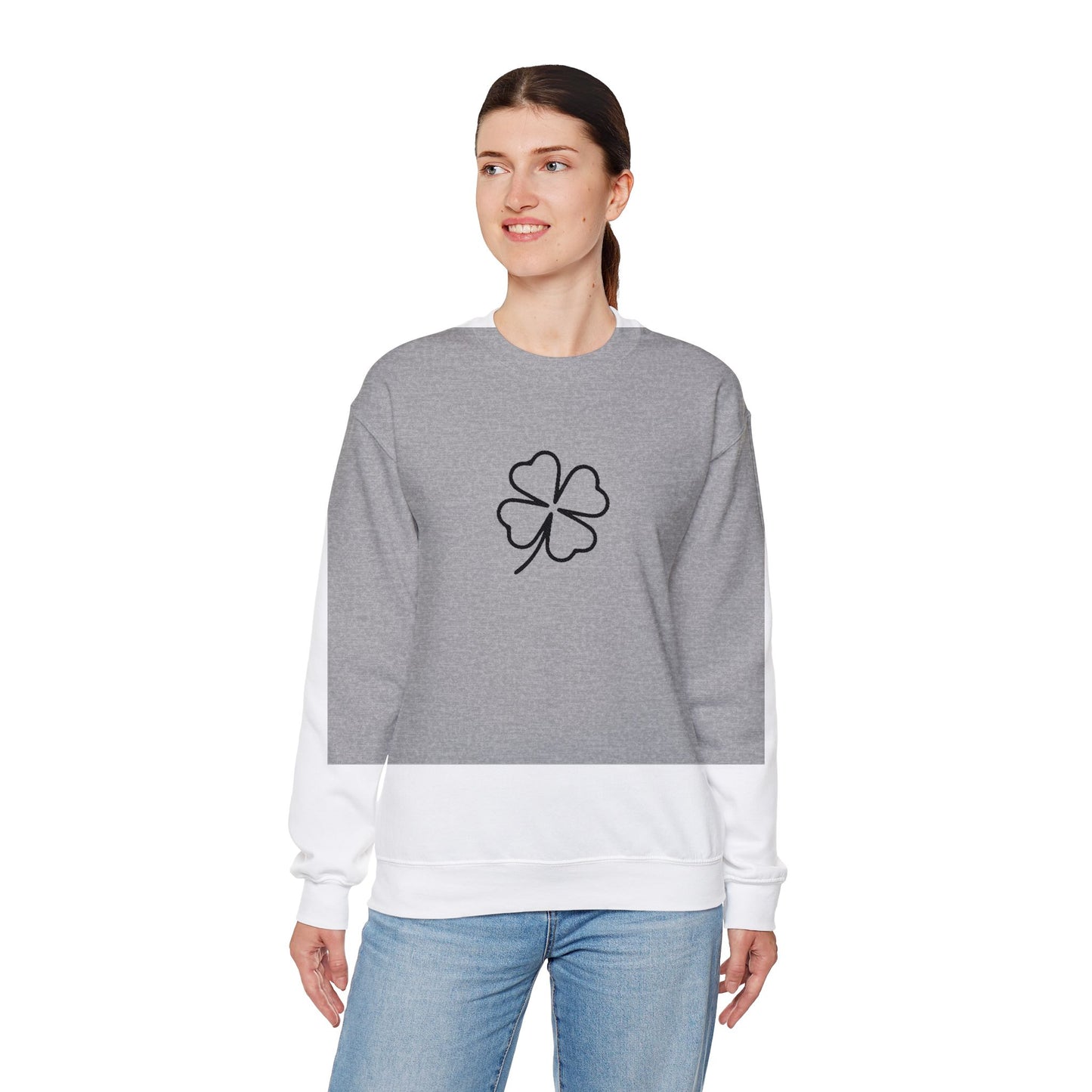 Shamrock Embroidered Crewneck Sweatshirt - Black Stitching