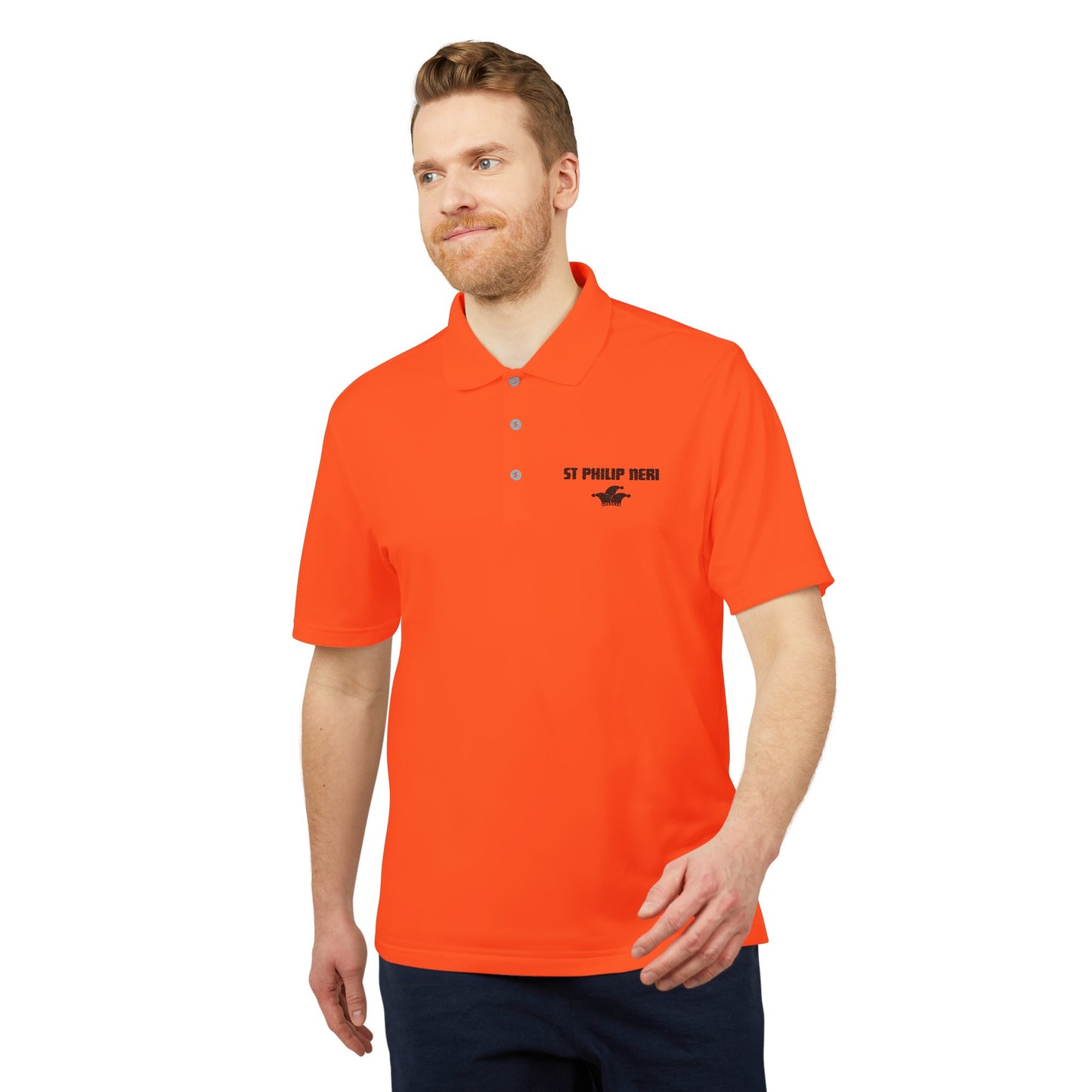 St. Philip Neri Performance Polo — Lightweight Athletic Golf Shirt BLACK stitching