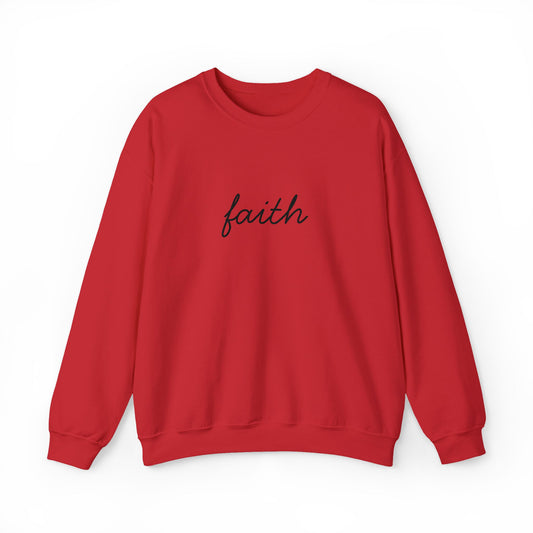 faith Script Embroidered Crewneck Sweatshirt - black stitches