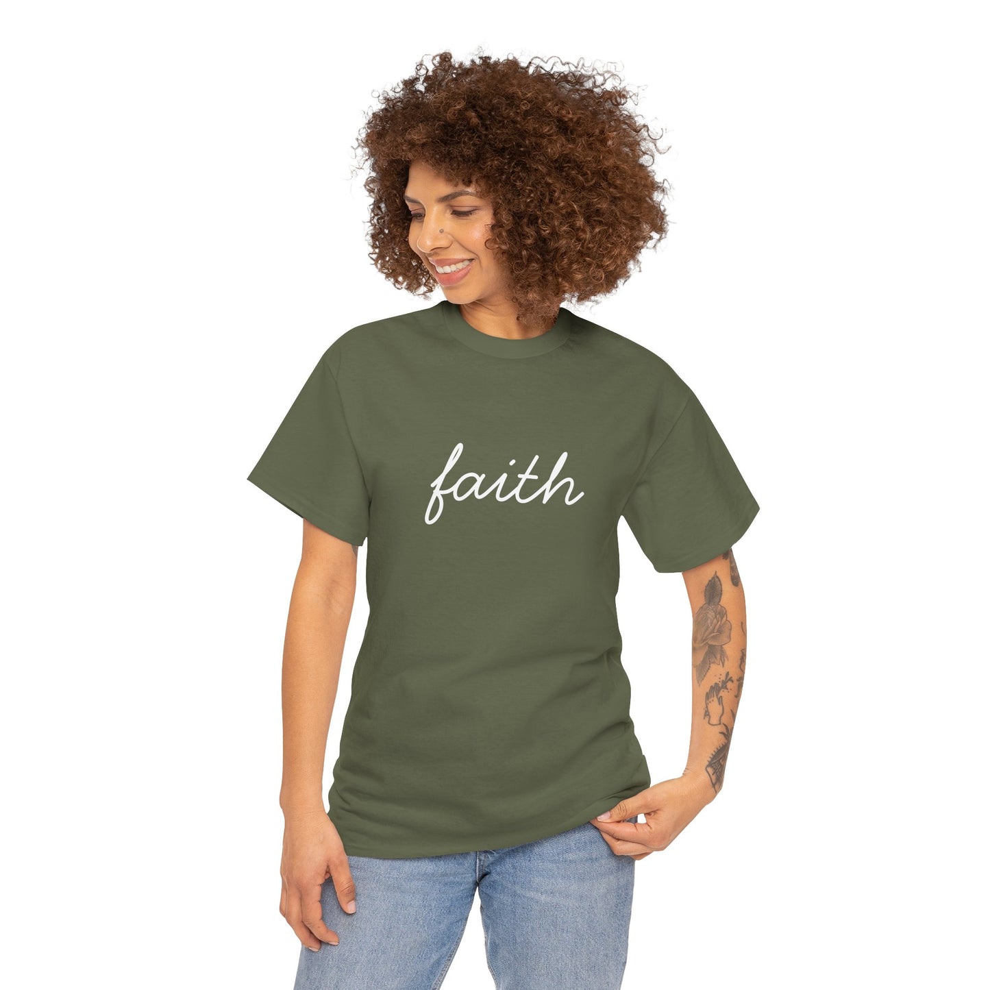 Faith Script T-Shirt —White Printing