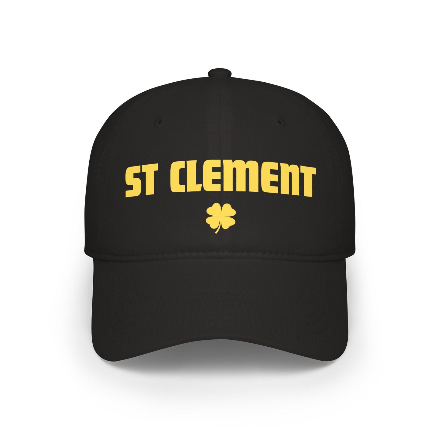St. Clement Low Profile Baseball Cap — Retro Gold Text with Shamrock