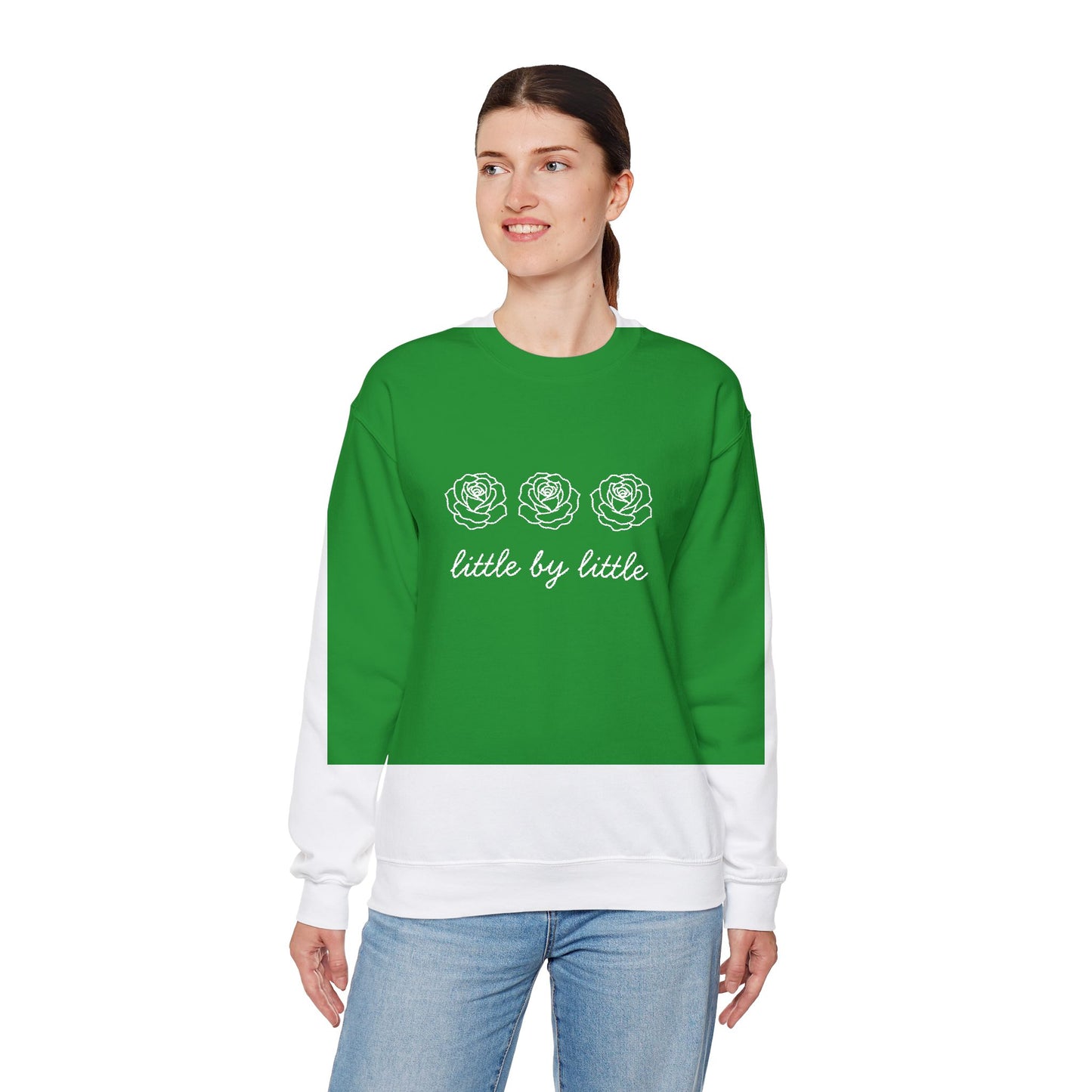 Little by little Embroidered Crewneck Sweatshirt - white stitches