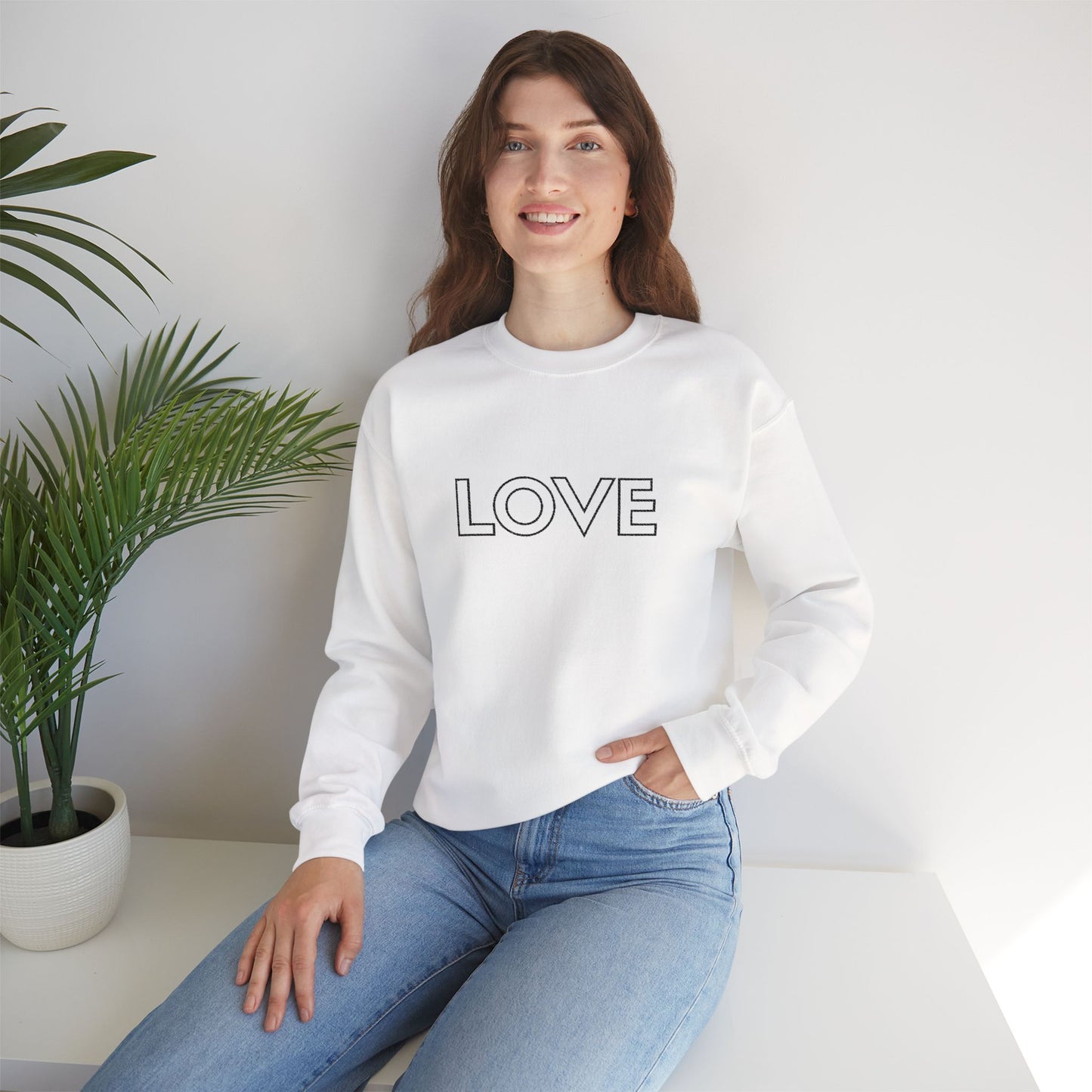 LOVE Embroidered Crewneck Sweatshirt - Black Stitching