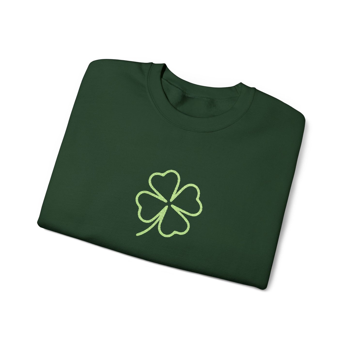 Shamrock Embroidered Crewneck Sweatshirt - Kelly Green Stitching