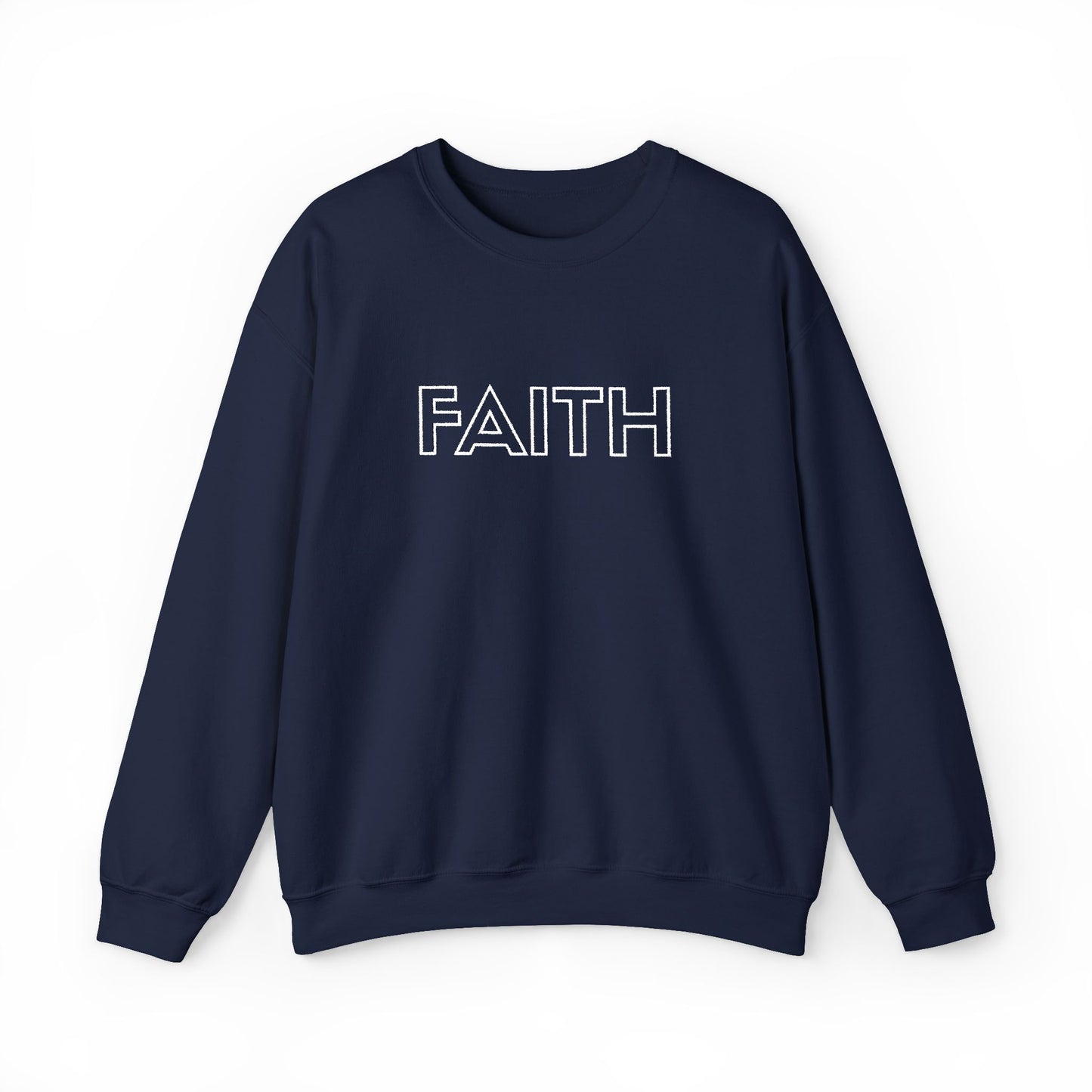 FAITH Embroidered Crewneck Sweatshirt - White stitching